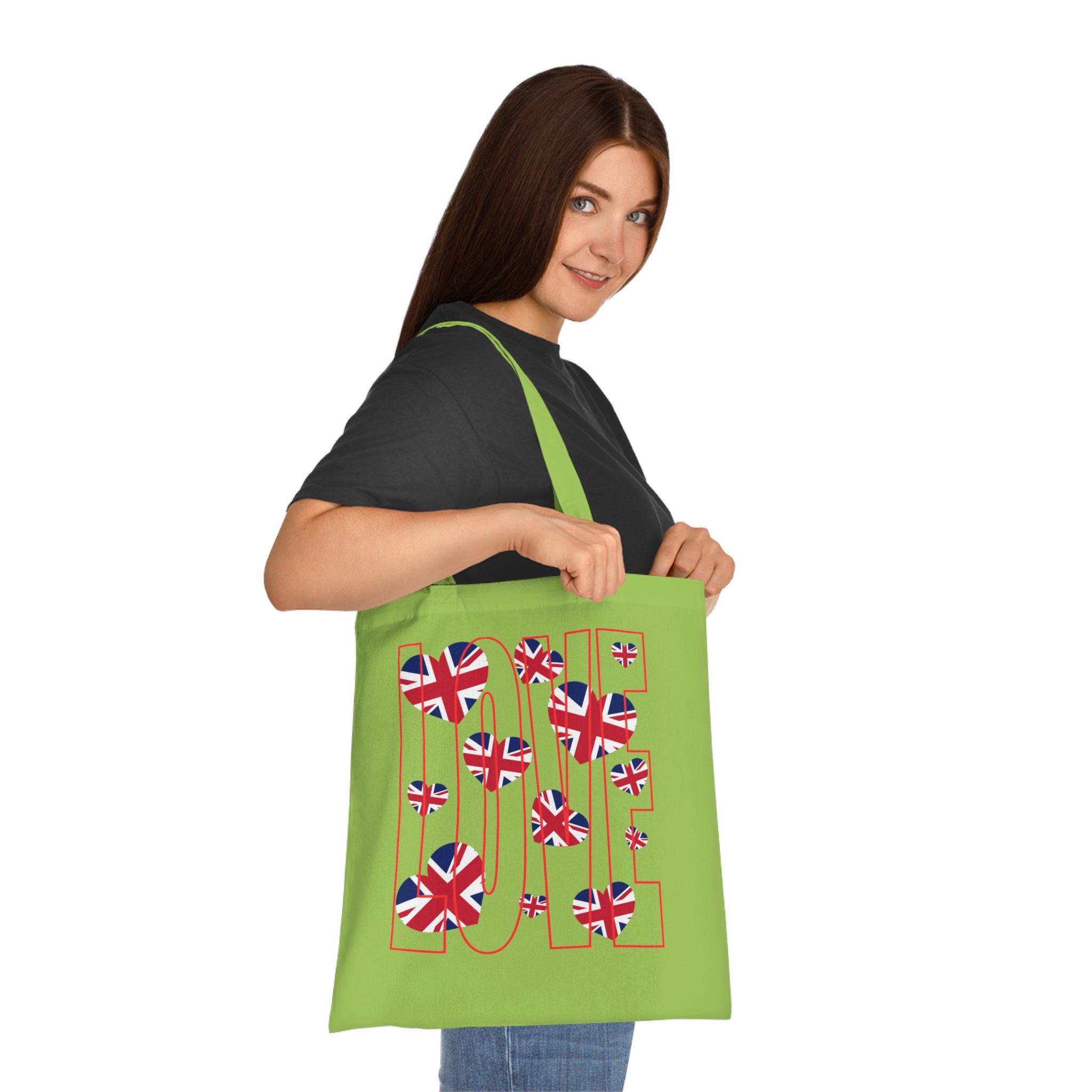 Union Jack Love Tote Bag | Stylish Reusable Cotton Canvas | Perfect for Shopping, Gifts, or Celebrations