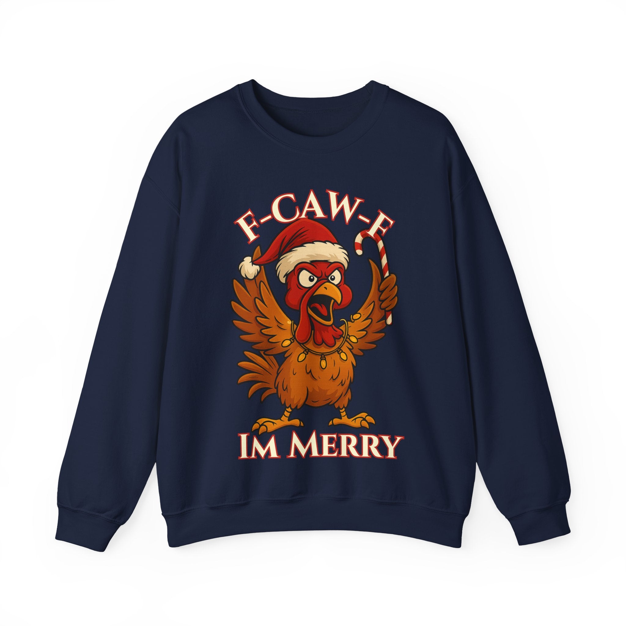 Funny Christmas Sweatshirt - 'F-Caw-F I'm Merry' Unisex Crewneck