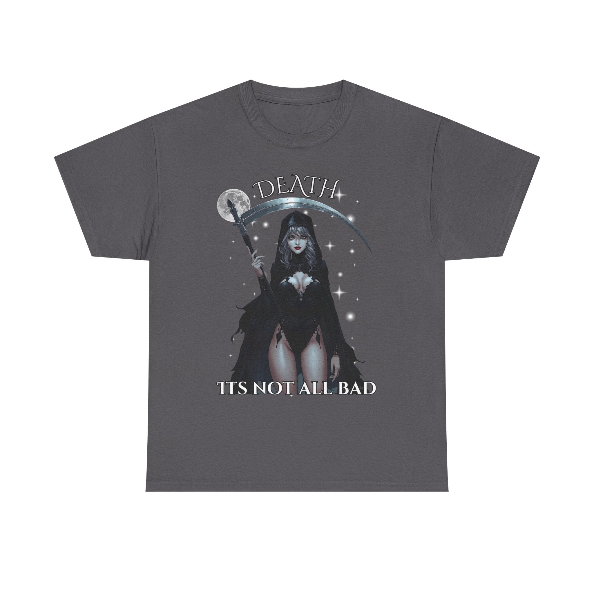 Gothic Death-Themed Tee, Death T-Shirt, Halloween Apparel, Unisex Top, Spooky Gift, Casual Goth Wardrobe