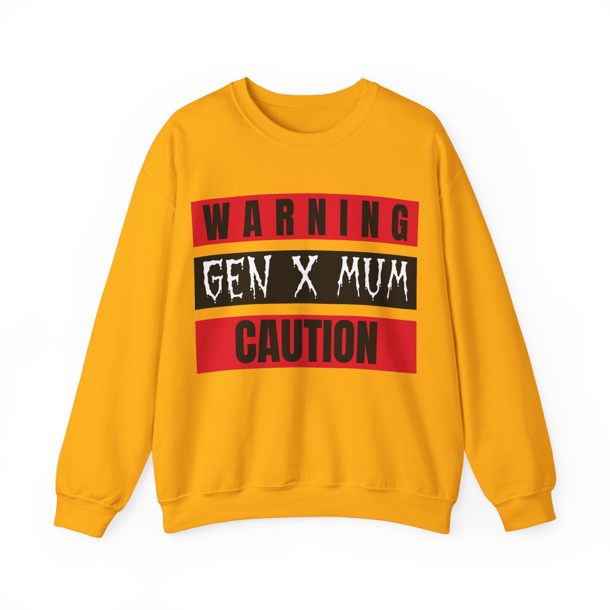 Caution Gen X Mum Sweatshirt - Cozy Crewneck for Modern Moms, Gift for Mother's Day, Quirky Family Sweater, Casual Wear, Everyday Comfort
