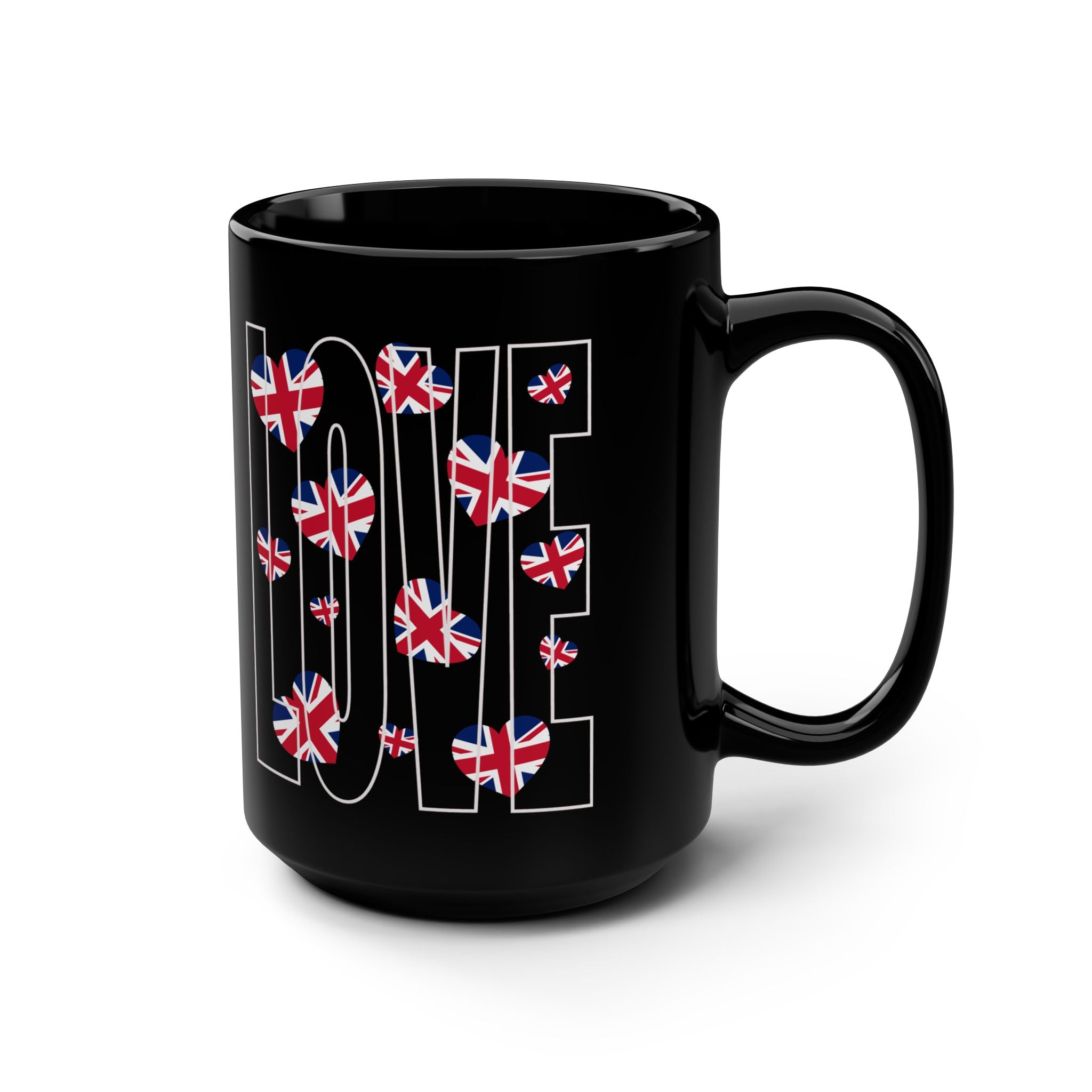 British Love Mug - 15oz Black Coffee Cup, Tea Lovers Gift, UK Pride, Travel Souvenir, Home Decor, Anniversary Present, Valentine’s Day