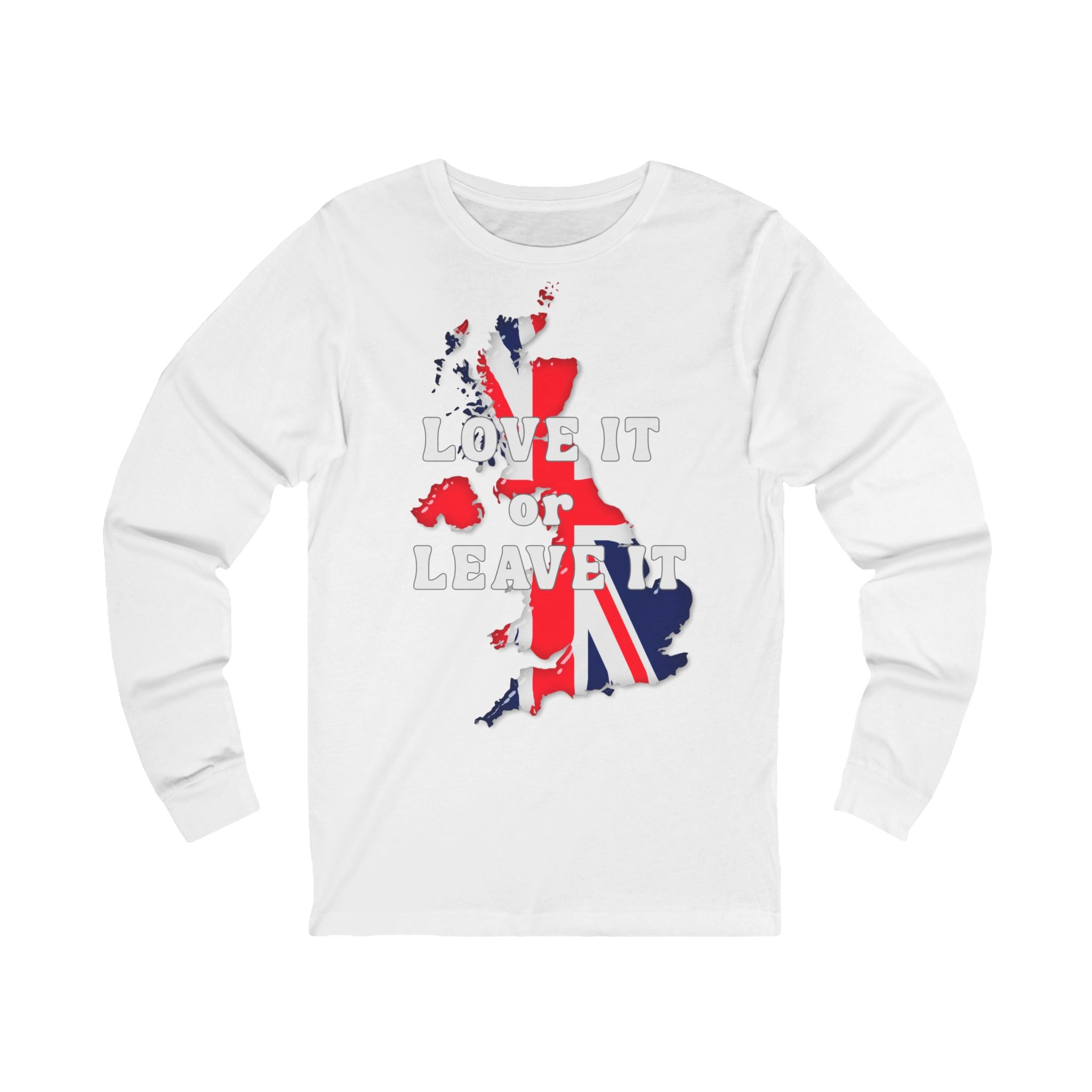 British Pride Long Sleeve Tee | Love It or Leave It T-Shirt, Unisex Apparel, UK Flag Shirt, Casual Gift, Festival Clothing