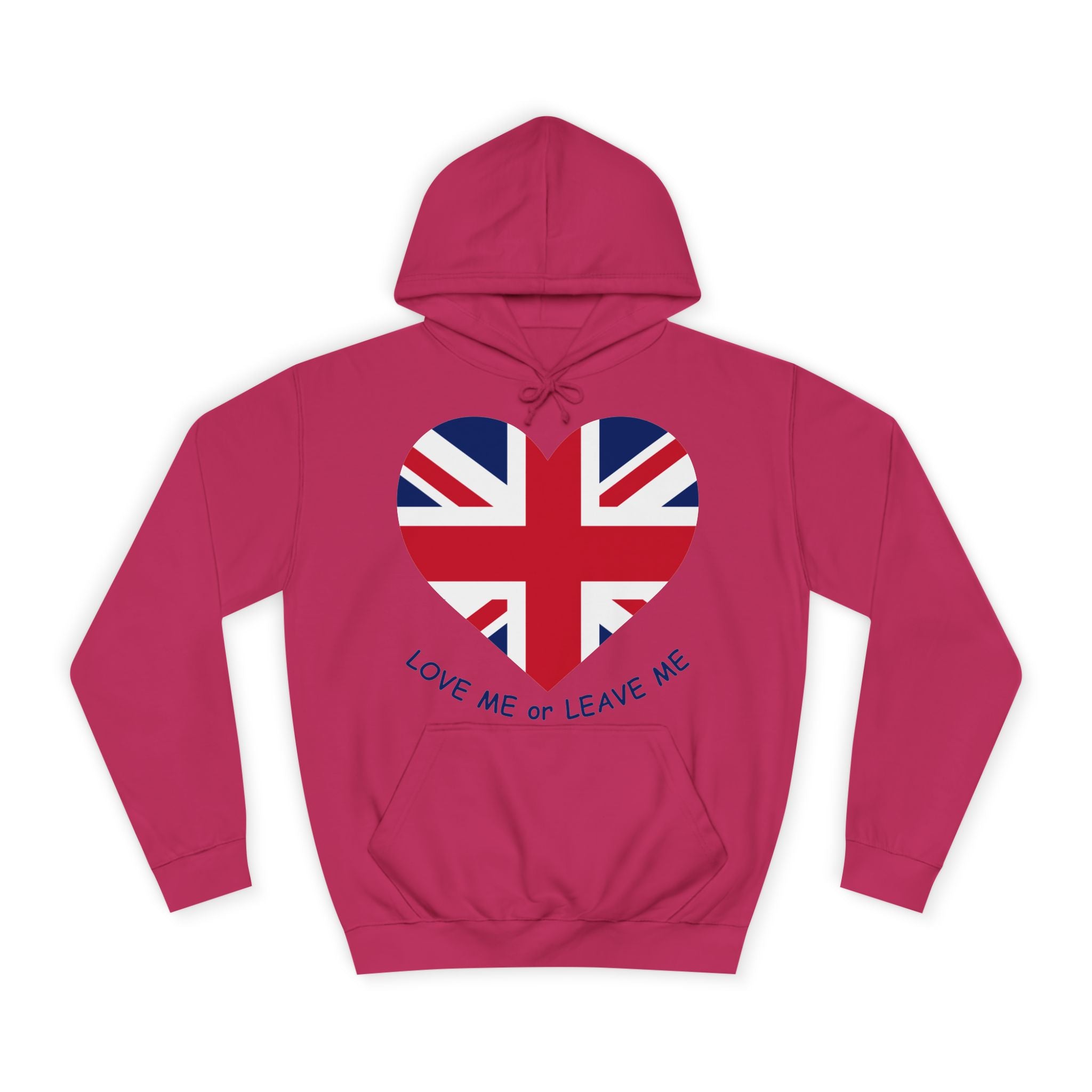 Unisex College Hoodie with British Heart Design, Cozy Casual Wear, Perfect for Gifts, College Events, and Everyday Style