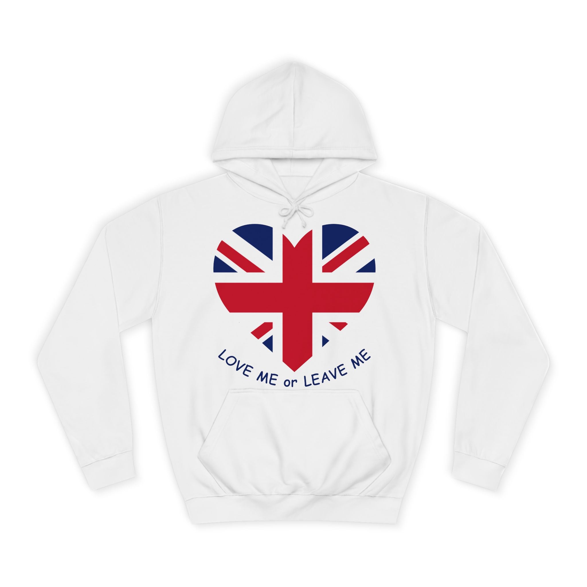 Unisex College Hoodie with British Heart Design, Cozy Casual Wear, Perfect for Gifts, College Events, and Everyday Style