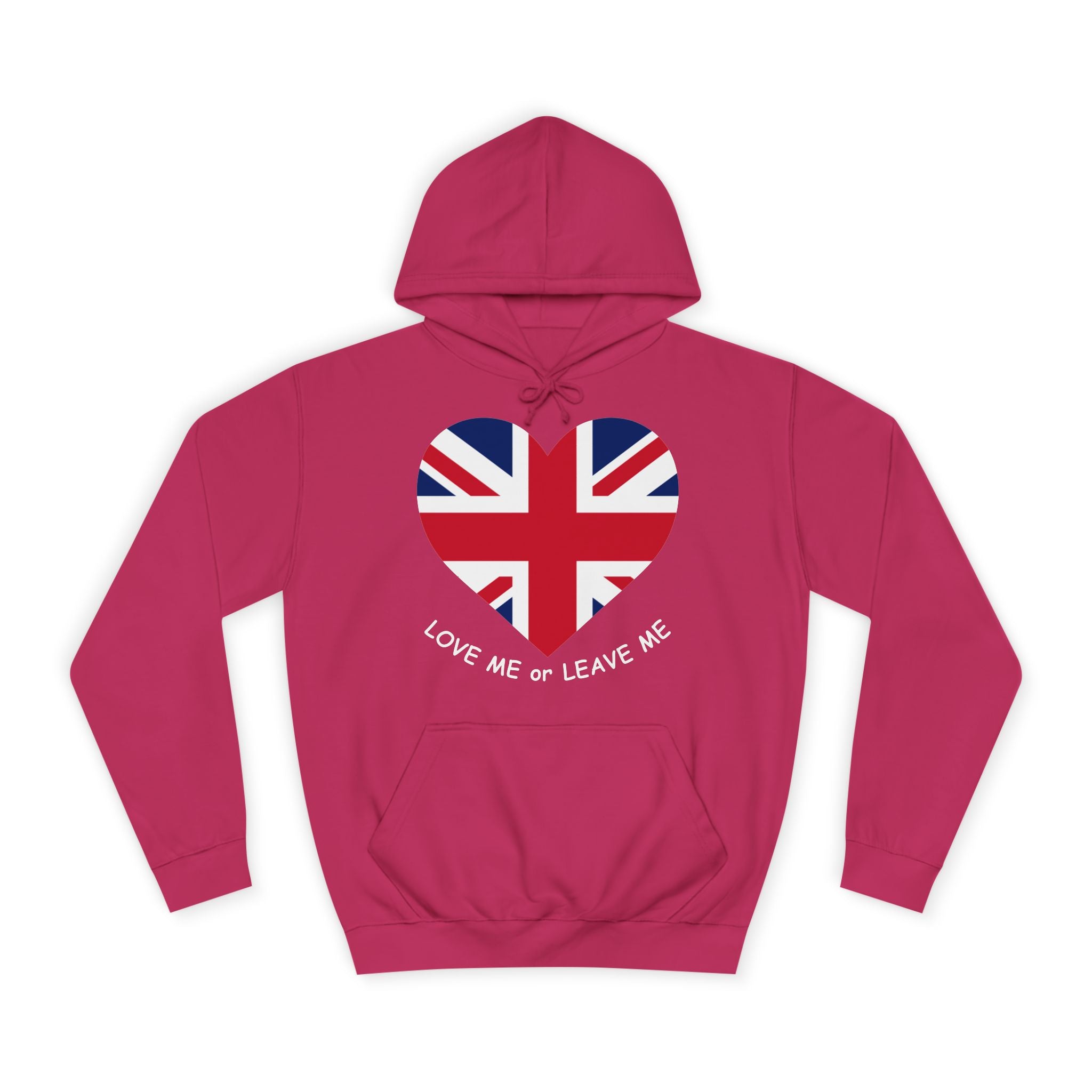 Union Jack Love Hoodie, Cozy College Sweatshirt, UK Flag Apparel, Gift for Students, British Theme Hoodie