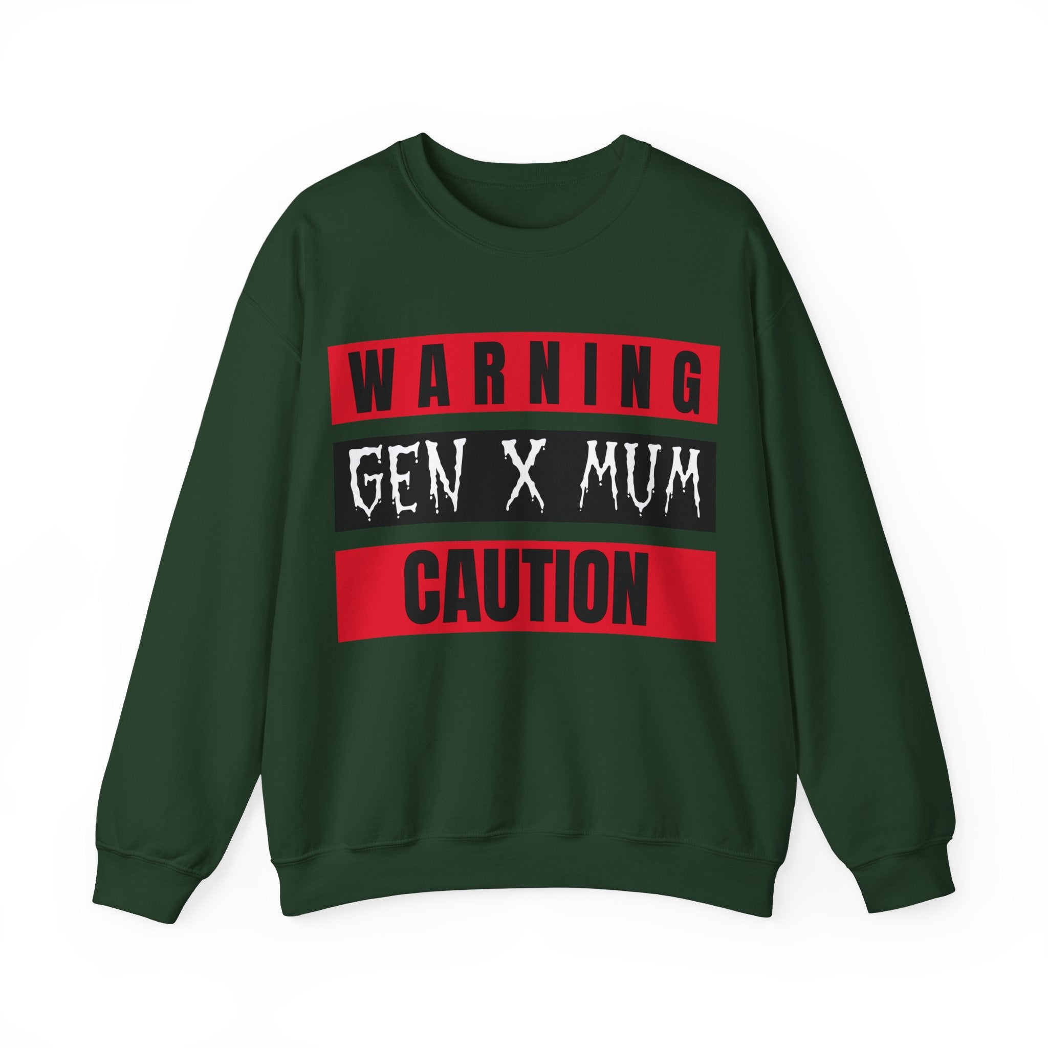 Caution Gen X Mum Sweatshirt - Cozy Crewneck for Modern Moms, Gift for Mother's Day, Quirky Family Sweater, Casual Wear, Everyday Comfort