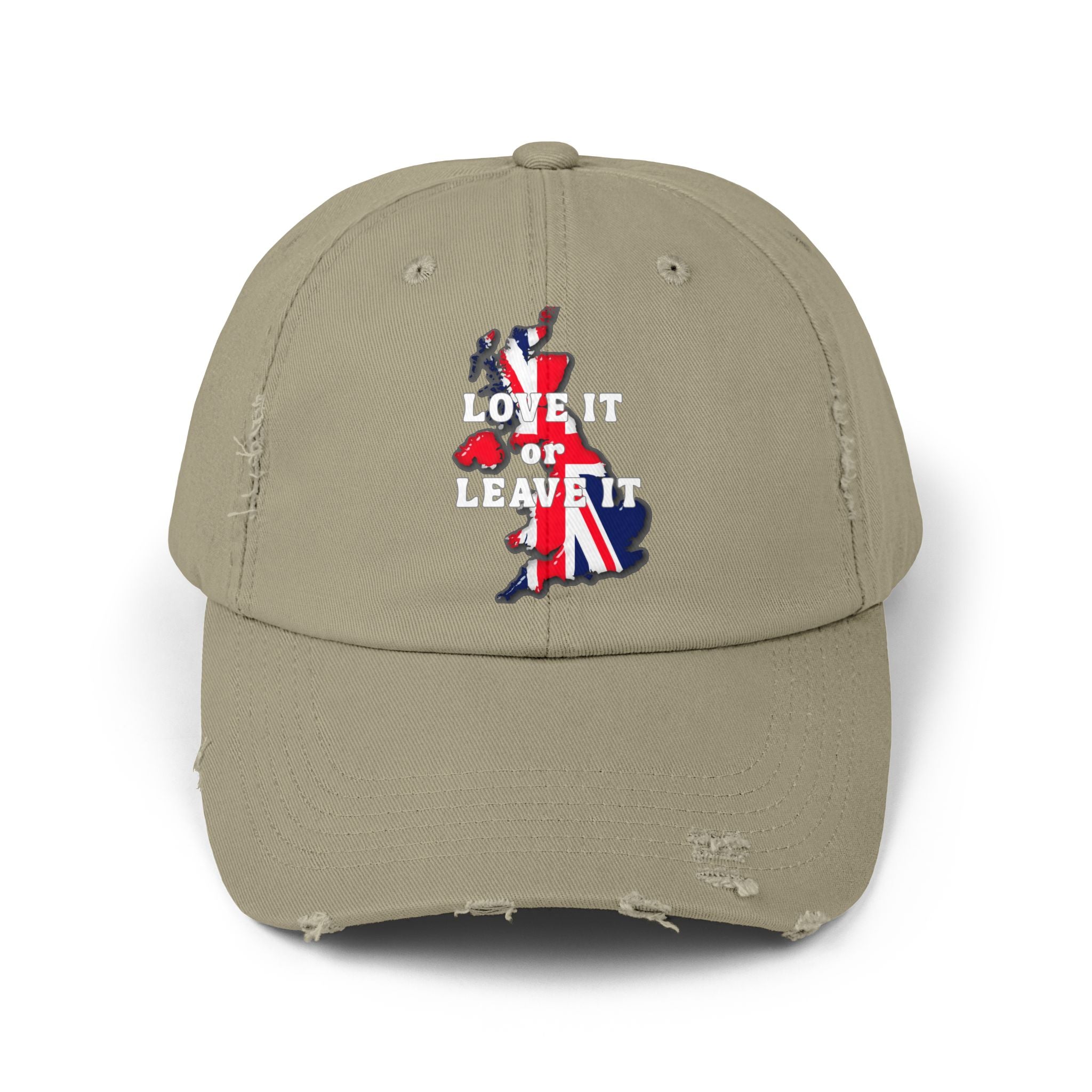 Unisex Distressed Cap - Love It or Leave It, Vintage Style Cap for Travel, Casual Wear, Gift for Him, Her