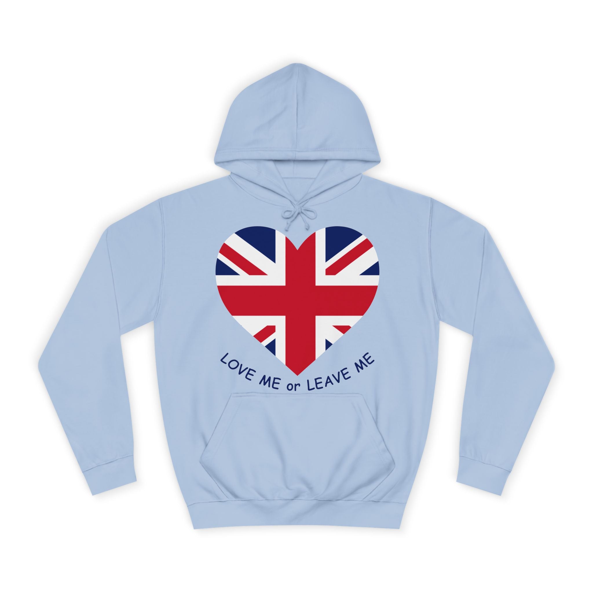 Unisex College Hoodie with British Heart Design, Cozy Casual Wear, Perfect for Gifts, College Events, and Everyday Style