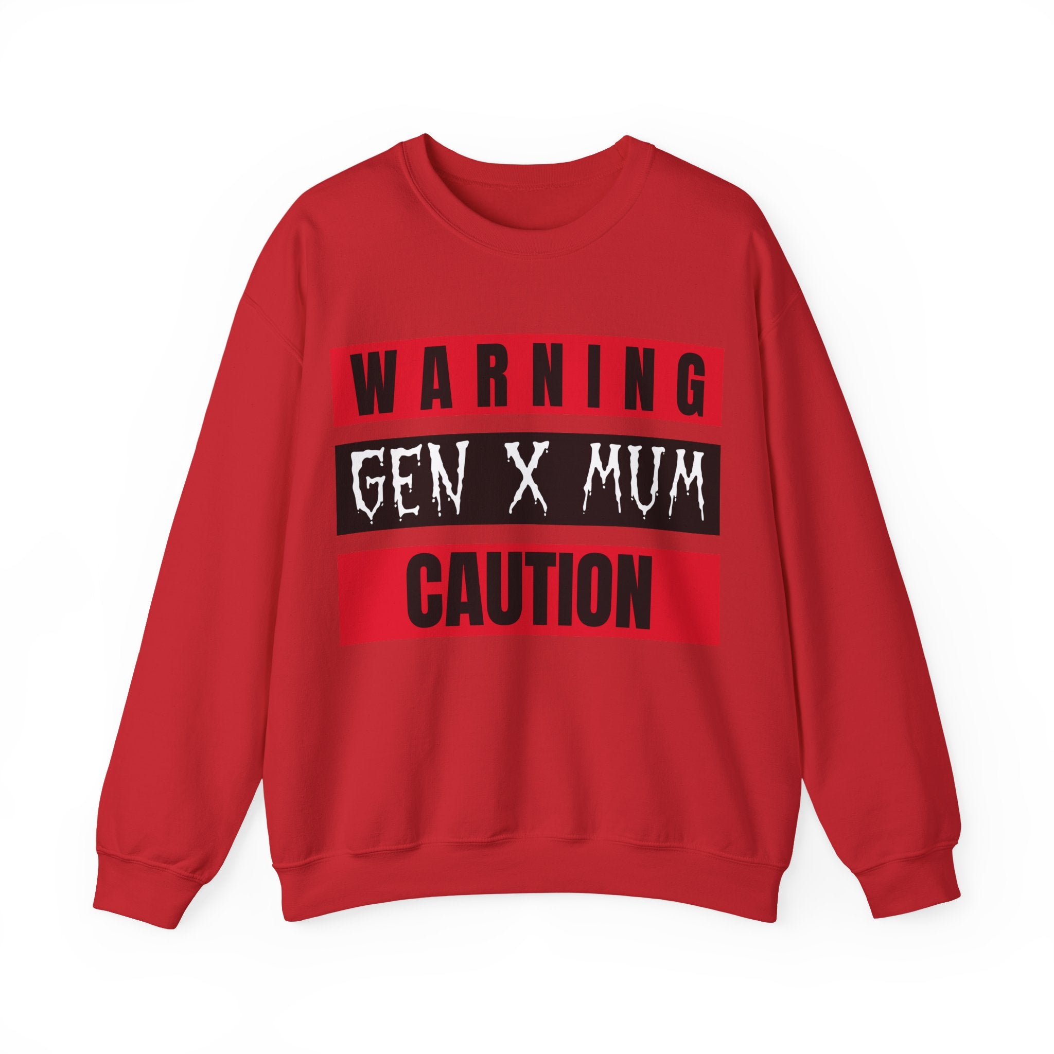 Caution Gen X Mum Sweatshirt - Cozy Crewneck for Modern Moms, Gift for Mother's Day, Quirky Family Sweater, Casual Wear, Everyday Comfort