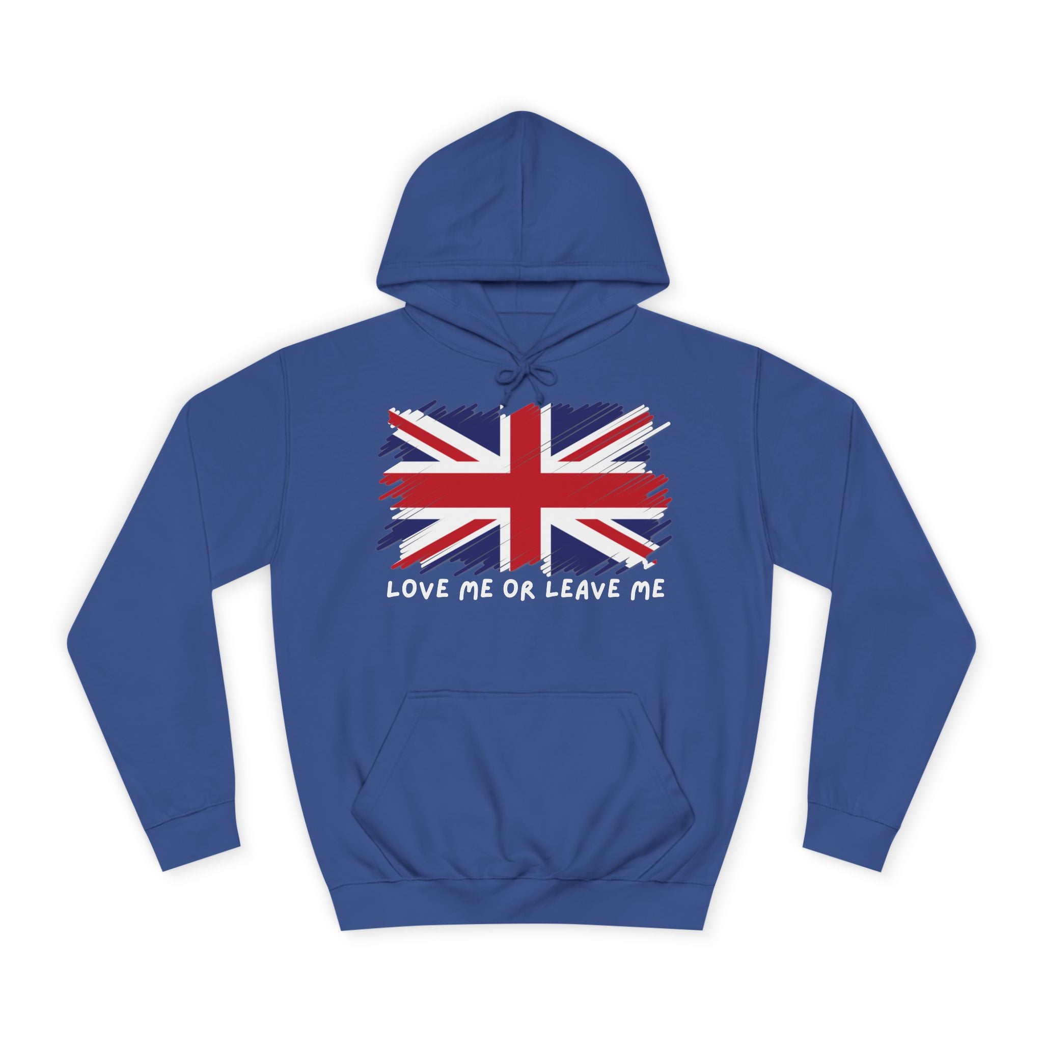 Union Jack Graphic Hoodie, British Pride Sweatshirt, Unisex College Apparel, Casual Everyday Wear, Great for Gifts