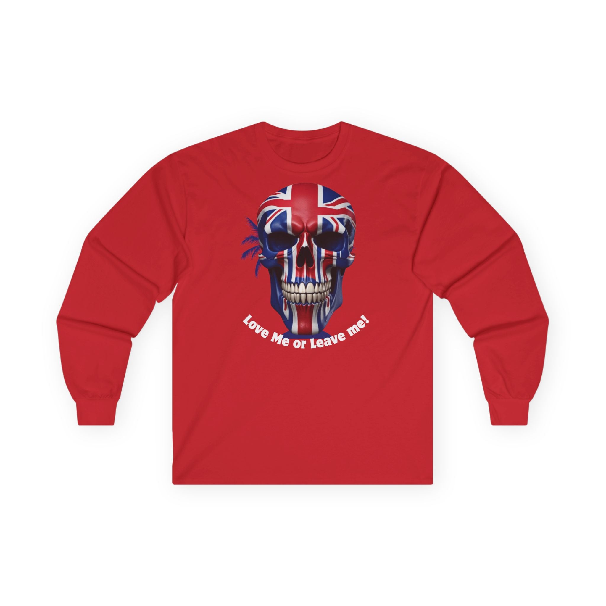 Patriotic Union Jack Skull Tee | Unisex Skull Long Sleeve, Trendy Graphic Tee, Hooded Shirt, Casual Wear, Gift for Music Lovers