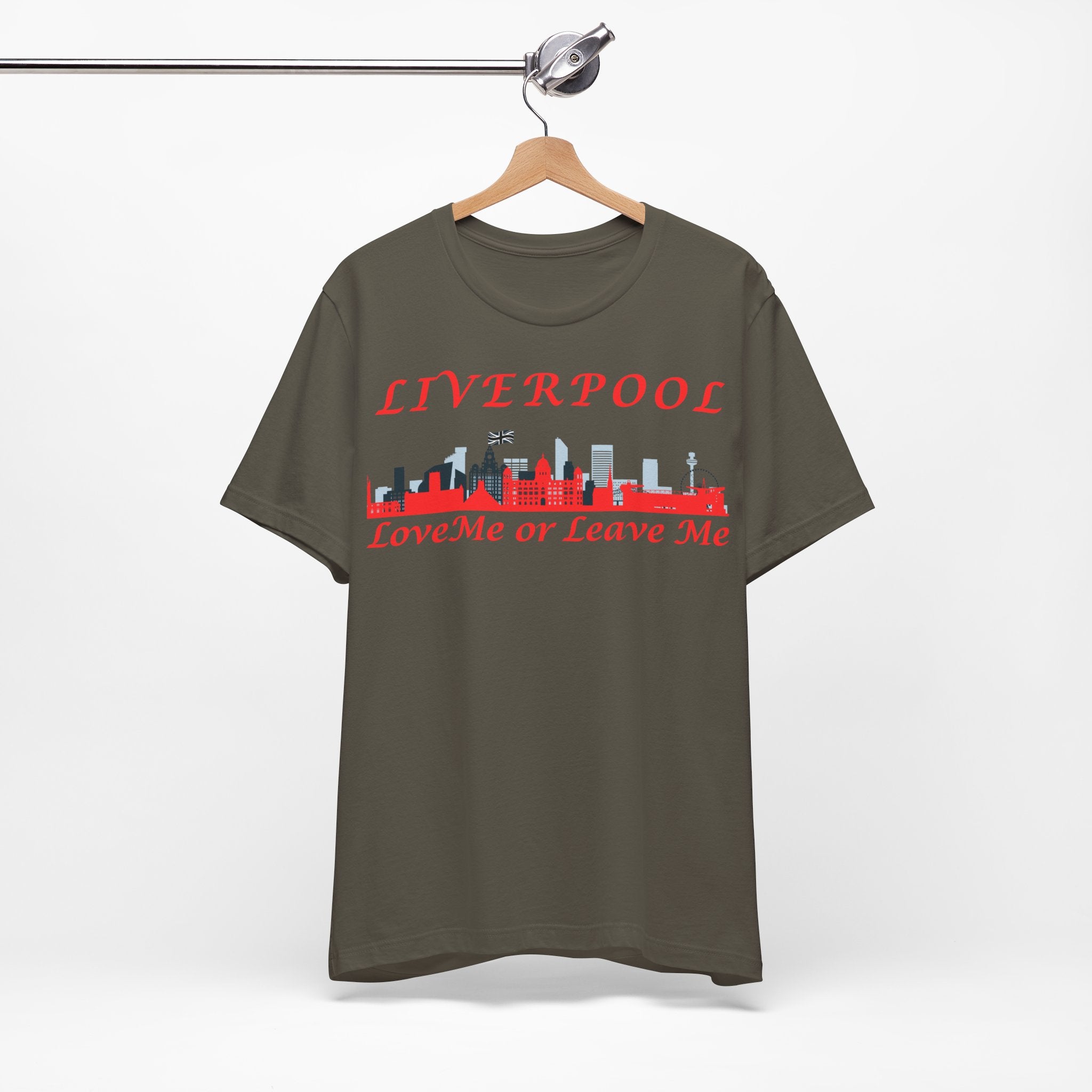 Love Liverpool. Liverpool Skyline Tee - Love Me or Leave Me, Unisex Short Sleeve Shirt, Gift for Liverpool Fans, City Pride Apparel, Casual Wear
