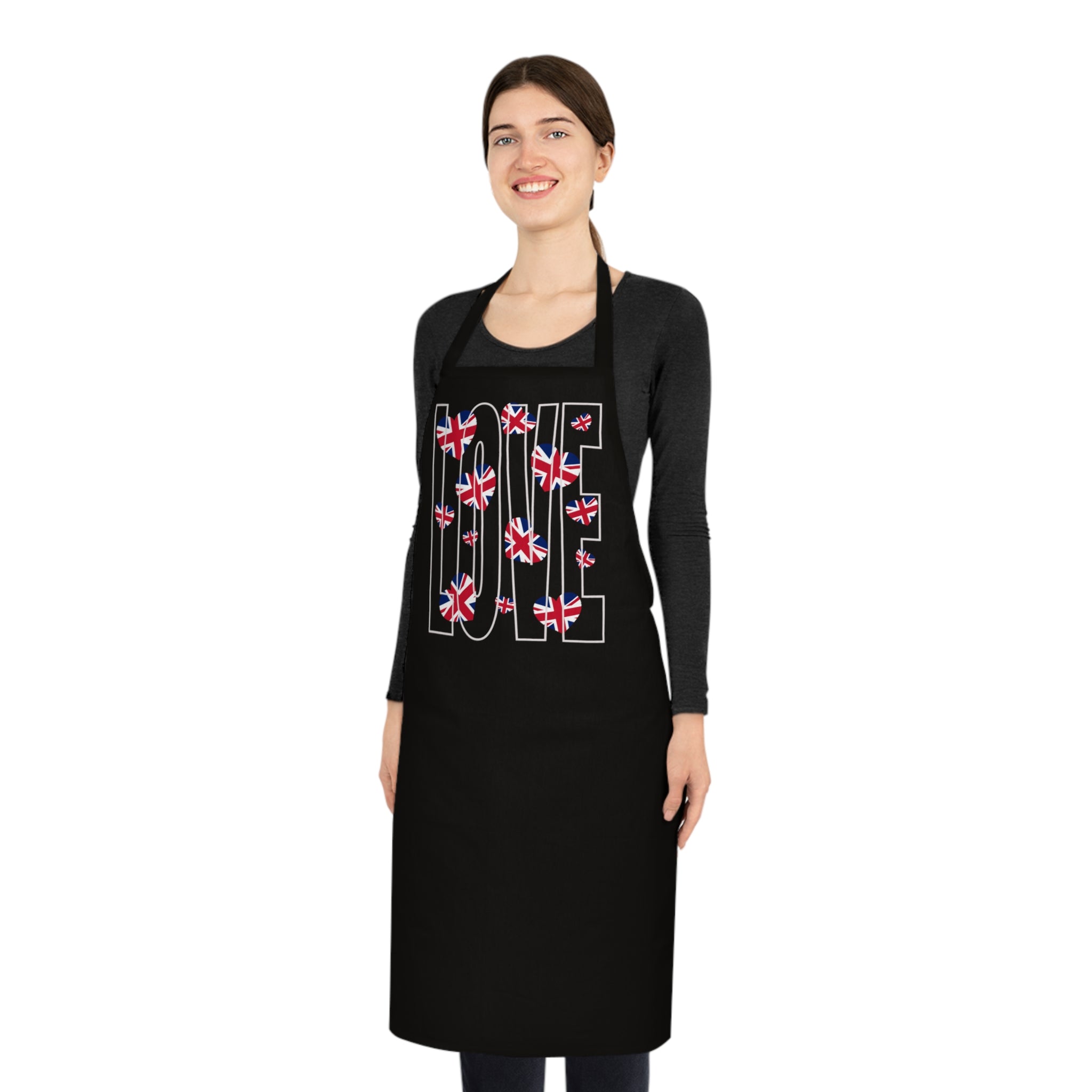 Love Britain-Inspired Cotton Apron, Perfect Gift for Chefs, Baking Enthusiasts, Valentine's Day, Kitchen Decor, Cooking Essentials