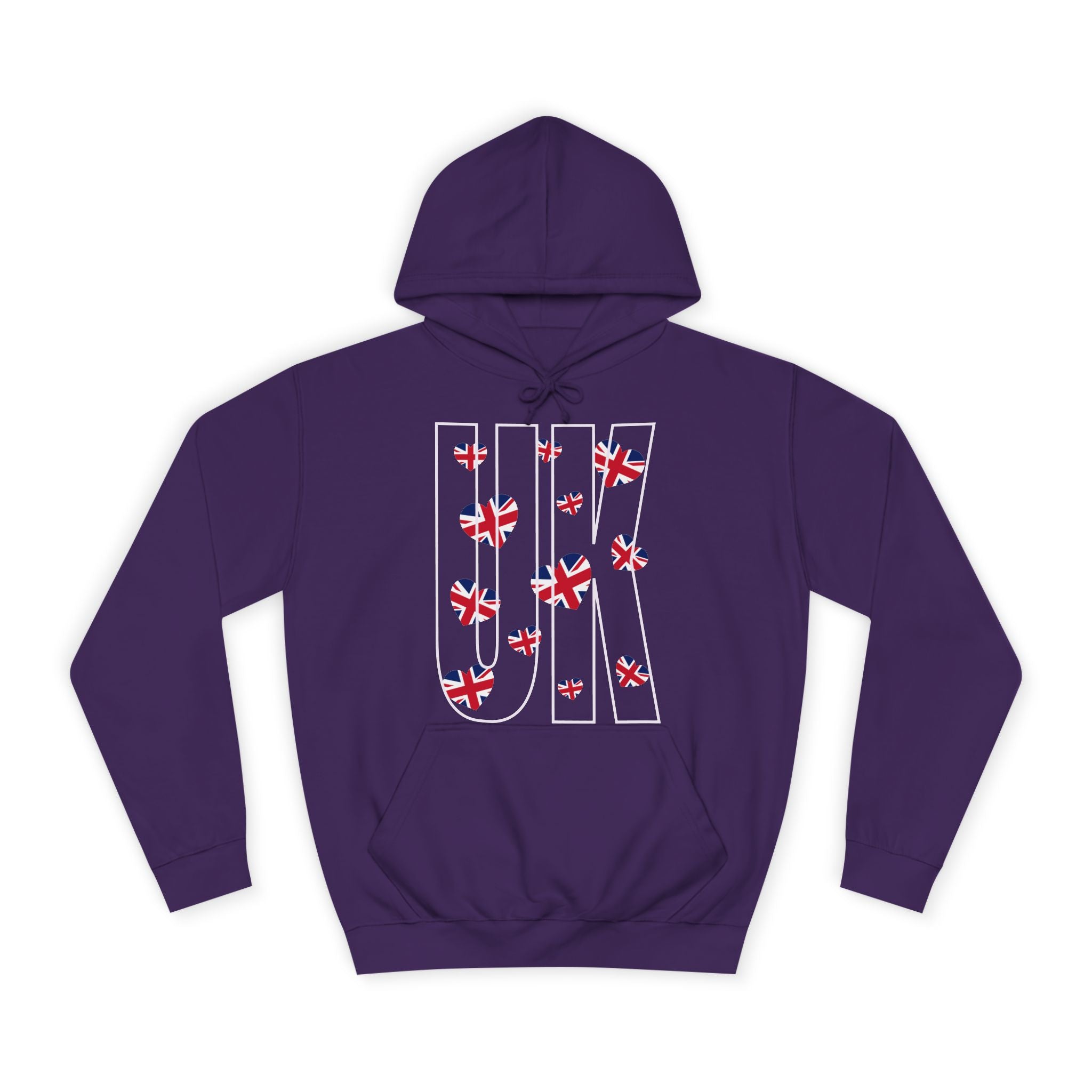 British Hearts Unisex College Hoodie, Cute Hoodie, Gift for Students, Cozy Sweatshirt, School Spirit Wear, Casual Fashion