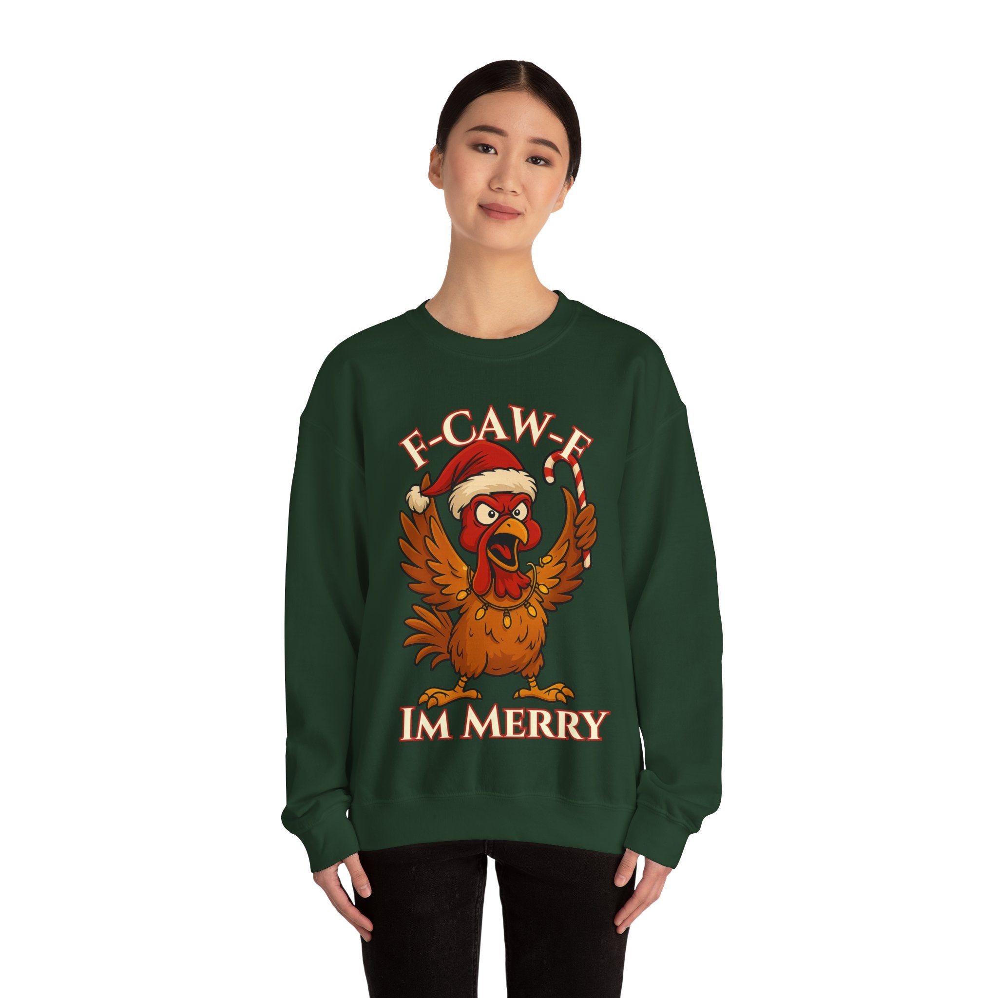 Funny Christmas Sweatshirt - 'F-Caw-F I'm Merry' Unisex Crewneck