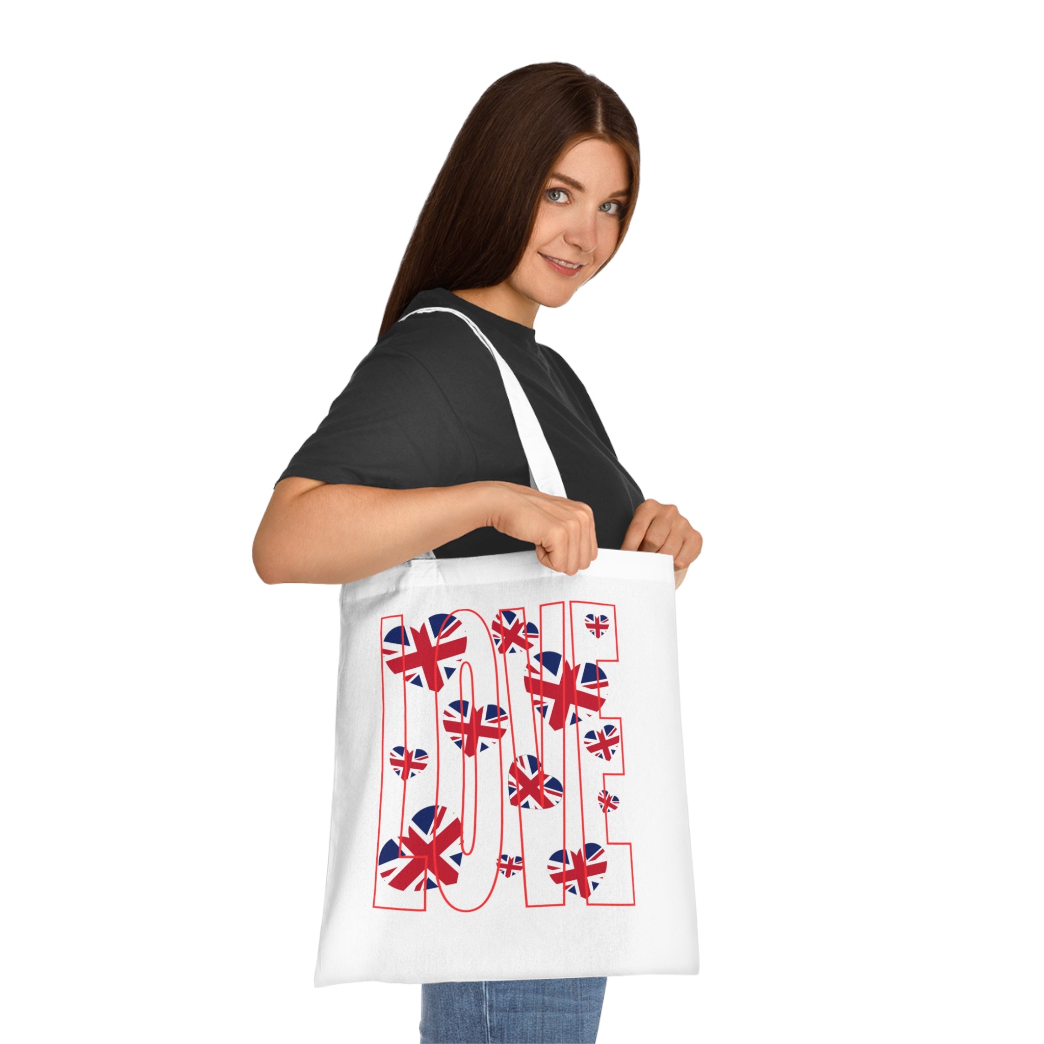 Union Jack Love Tote Bag | Stylish Reusable Cotton Canvas | Perfect for Shopping, Gifts, or Celebrations