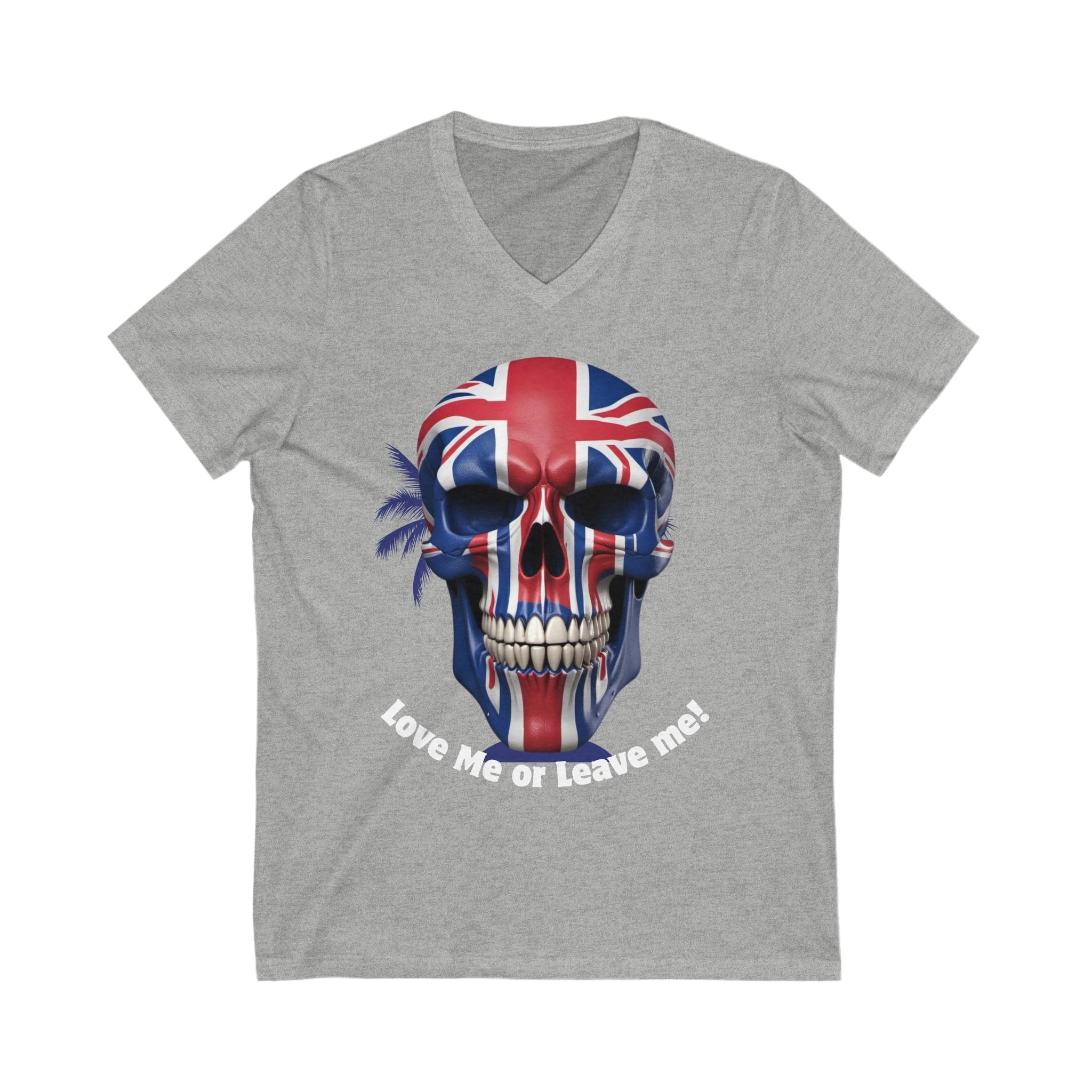British Skull Graphic V-Neck Tee, Graphic T-Shirt, Unisex Apparel, Edgy Fashion Top, Perfect Gift