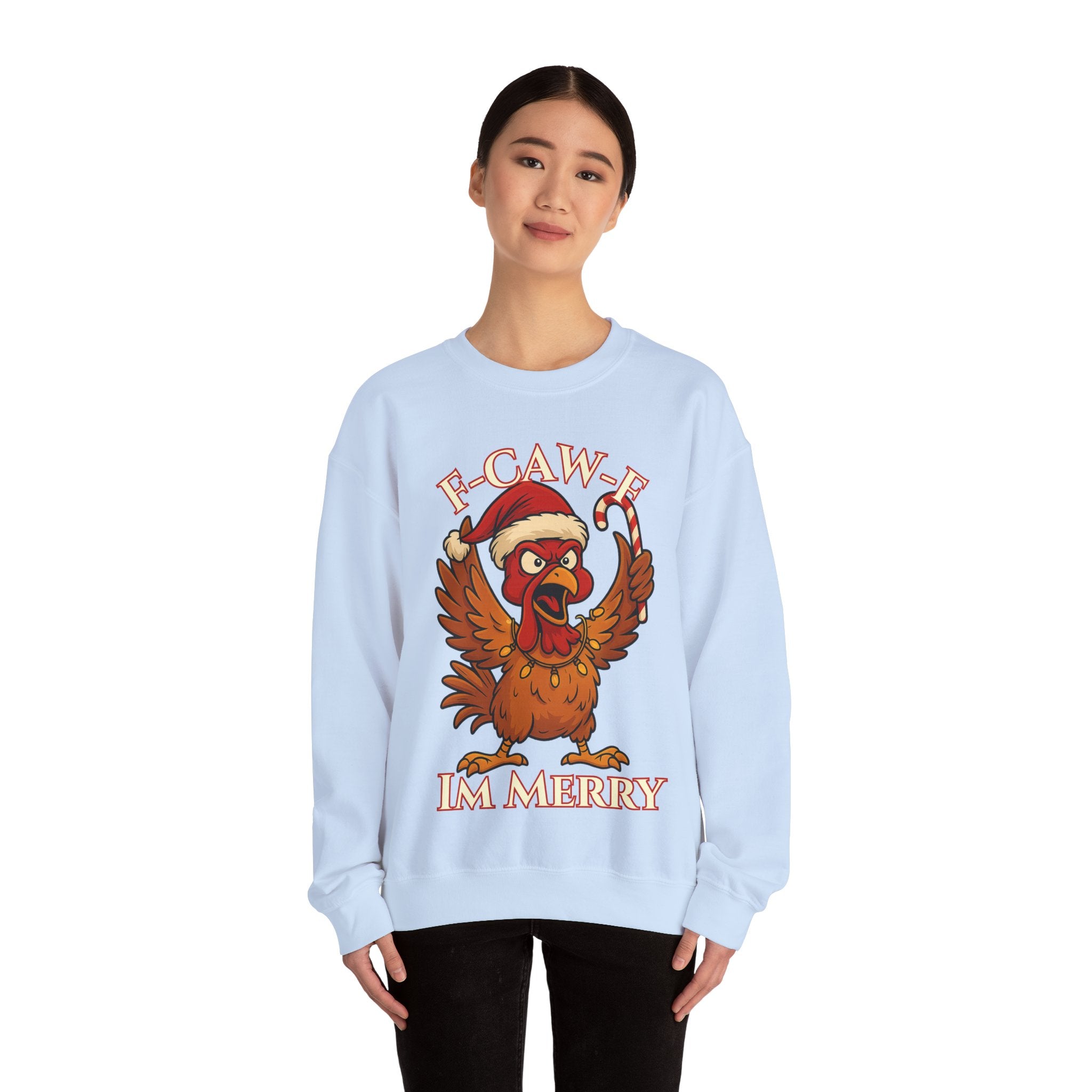 Funny Christmas Sweatshirt - 'F-Caw-F I'm Merry' Unisex Crewneck
