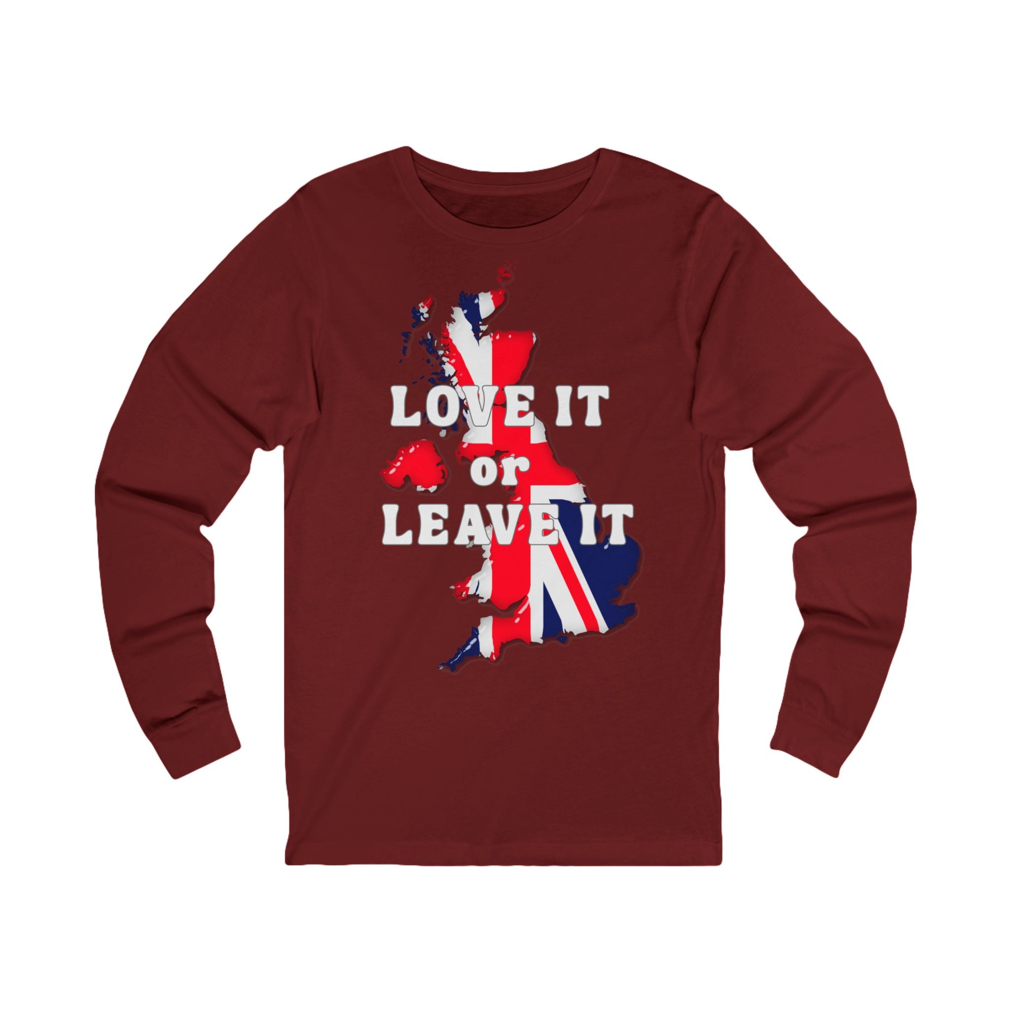 British Pride Long Sleeve Tee | Love It or Leave It T-Shirt, Unisex Apparel, UK Flag Shirt, Casual Gift, Festival Clothing