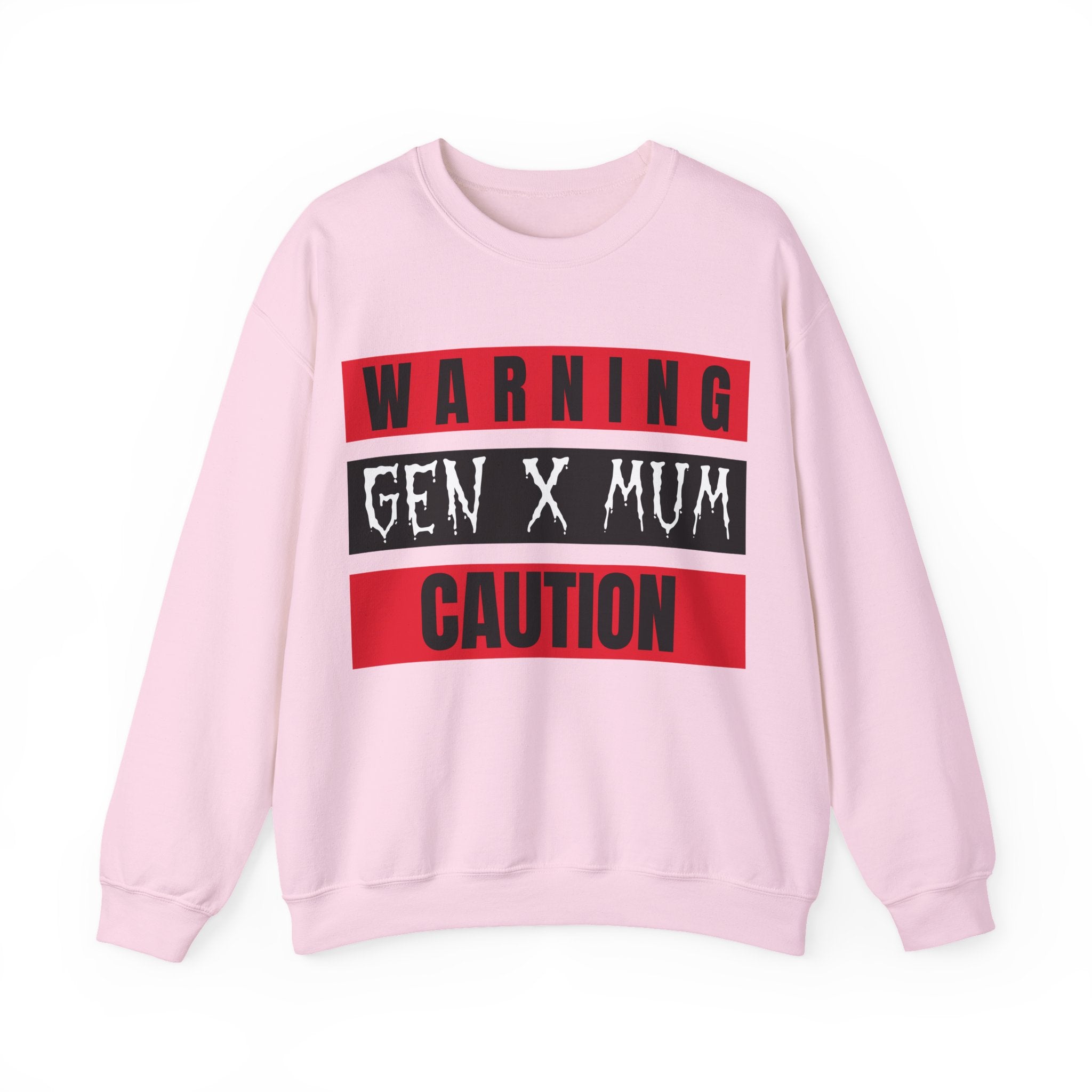 Caution Gen X Mum Sweatshirt - Cozy Crewneck for Modern Moms, Gift for Mother's Day, Quirky Family Sweater, Casual Wear, Everyday Comfort