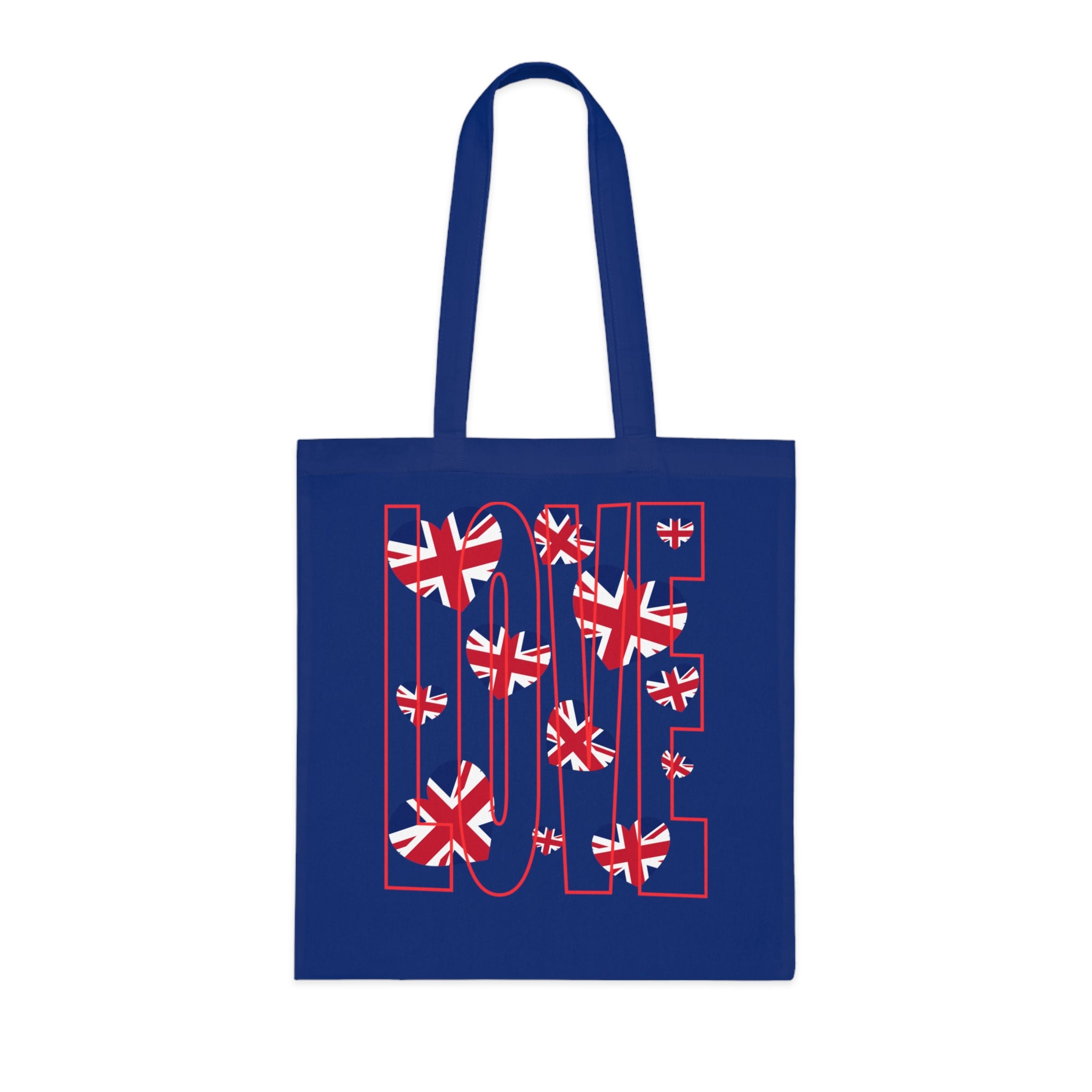 Union Jack Love Tote Bag | Stylish Reusable Cotton Canvas | Perfect for Shopping, Gifts, or Celebrations