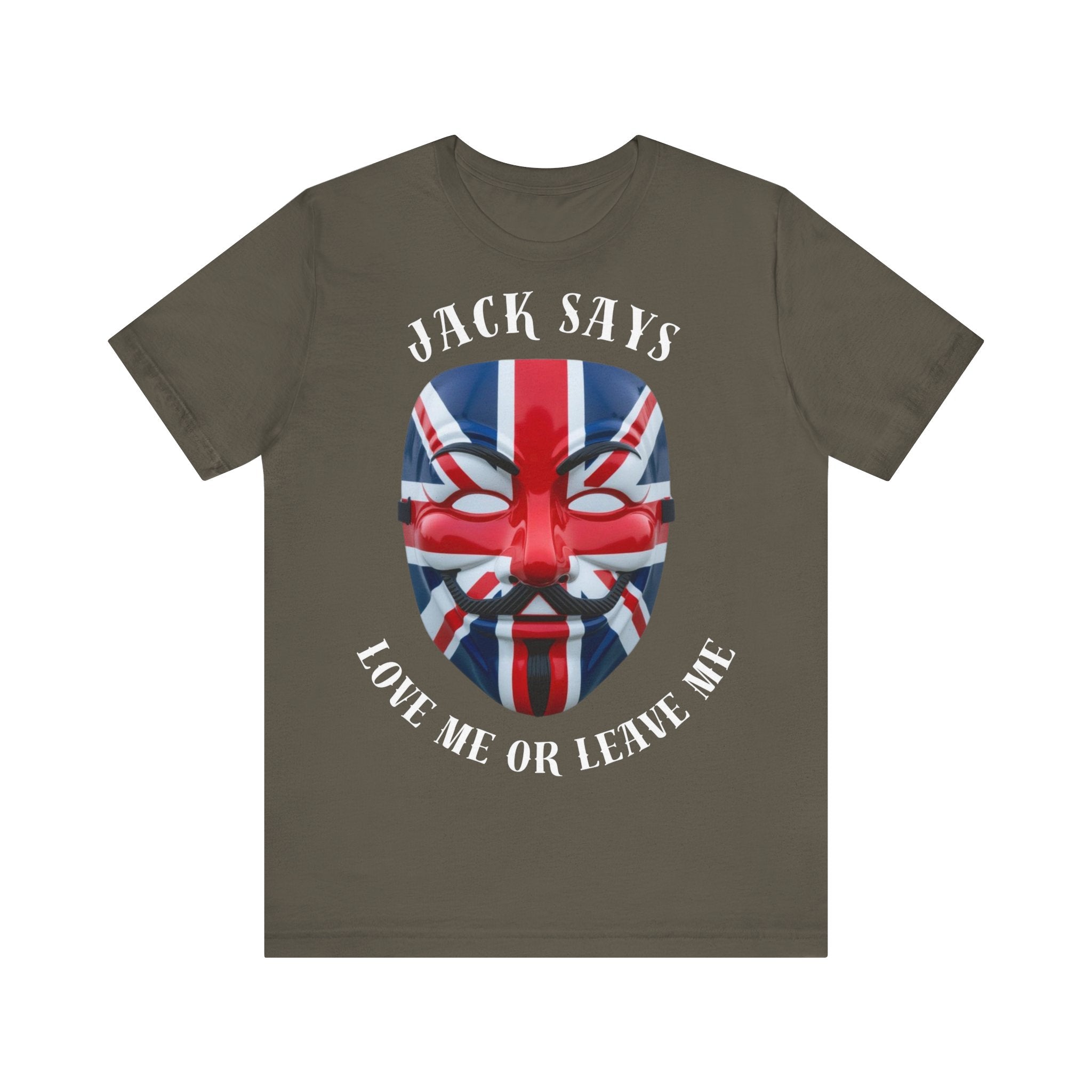British Flag Mask Tee - Unisex Jersey Short Sleeve T-Shirt, Patriot Gift, Festival Shirt, Statement Tee, Casual Wear