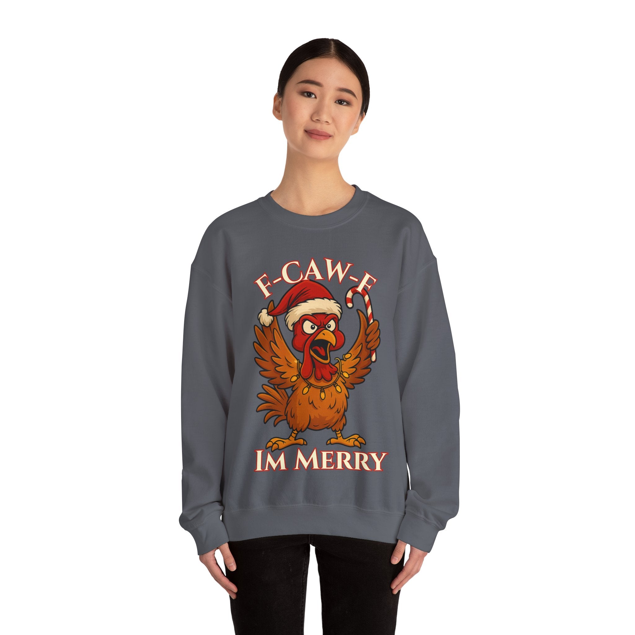 Funny Christmas Sweatshirt - 'F-Caw-F I'm Merry' Unisex Crewneck