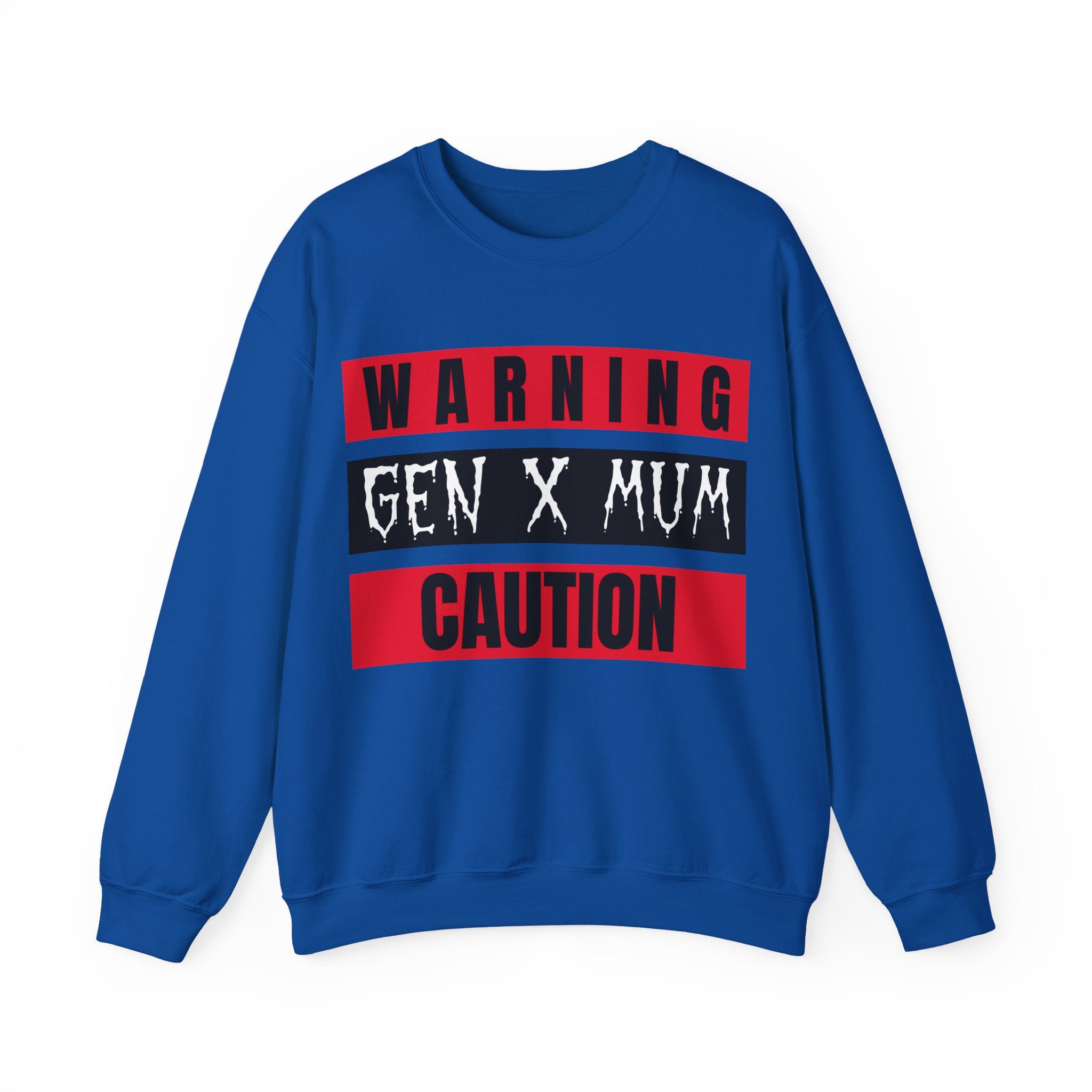 Caution Gen X Mum Sweatshirt - Cozy Crewneck for Modern Moms, Gift for Mother's Day, Quirky Family Sweater, Casual Wear, Everyday Comfort