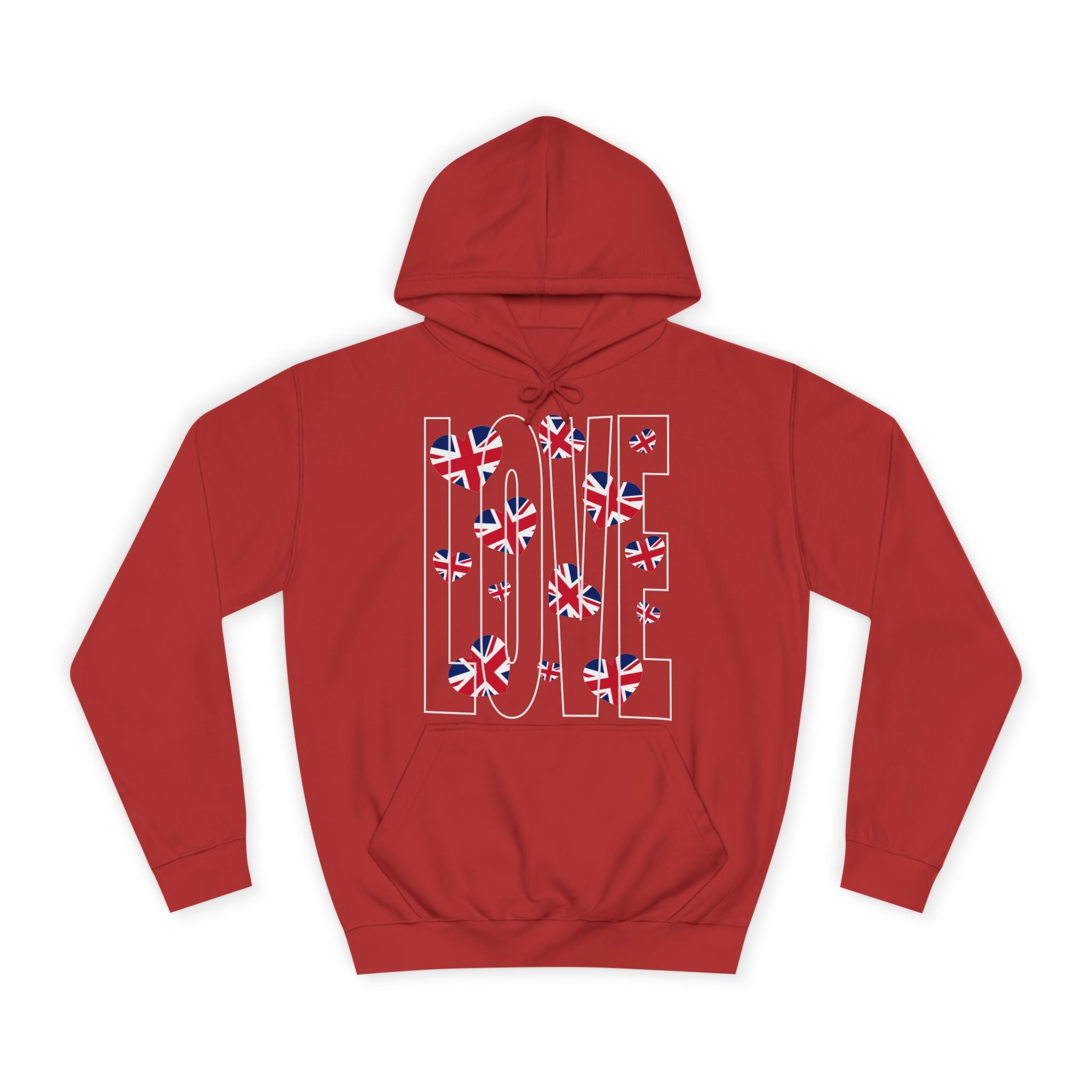 British Hearts Unisex College Hoodie, Cozy Fashion Pullover, UK Pride Apparel, Perfect Gift for Students, Casual Wear