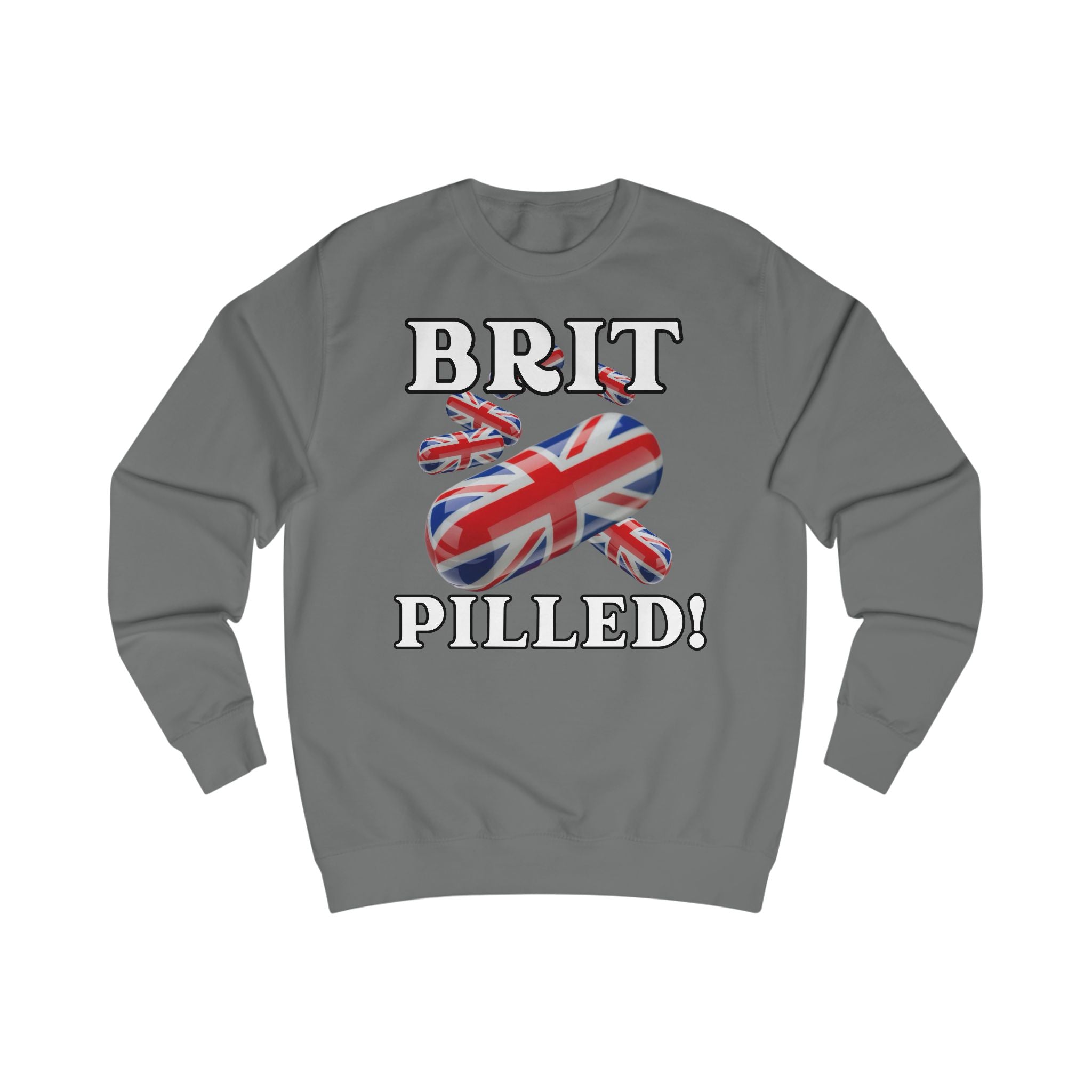 Unisex Sweatshirt with British Flag Design | Brit Pilled | Casual Wear, Unique Gift, Travel Souvenir, Statement Clothing