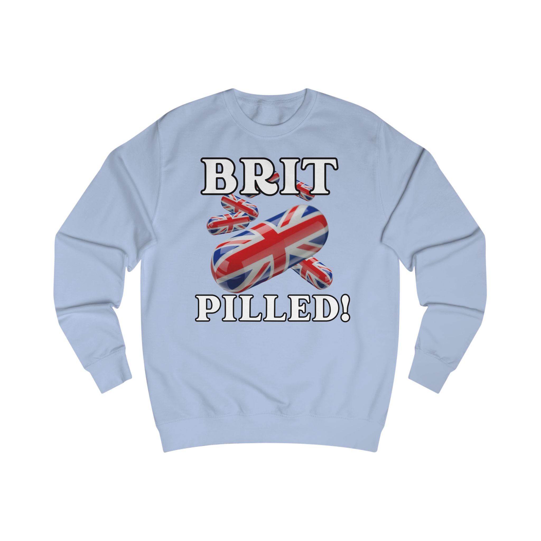 Unisex Sweatshirt with British Flag Design | Brit Pilled | Casual Wear, Unique Gift, Travel Souvenir, Statement Clothing