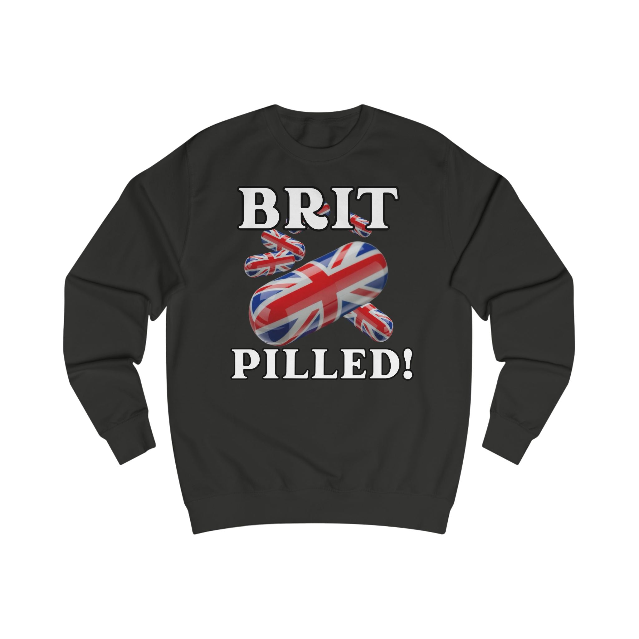 Unisex Sweatshirt with British Flag Design | Brit Pilled | Casual Wear, Unique Gift, Travel Souvenir, Statement Clothing