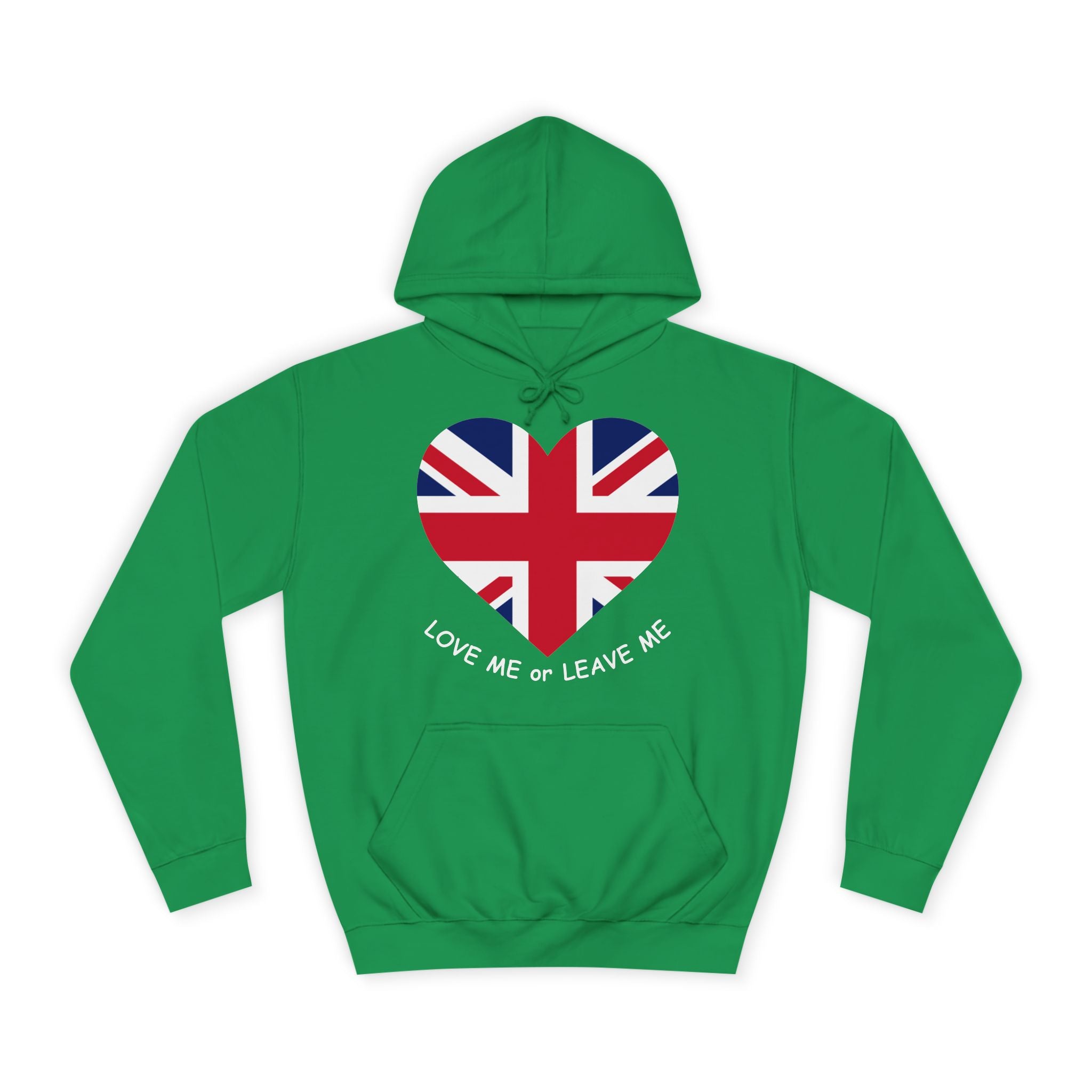Union Jack Love Hoodie, Cozy College Sweatshirt, UK Flag Apparel, Gift for Students, British Theme Hoodie