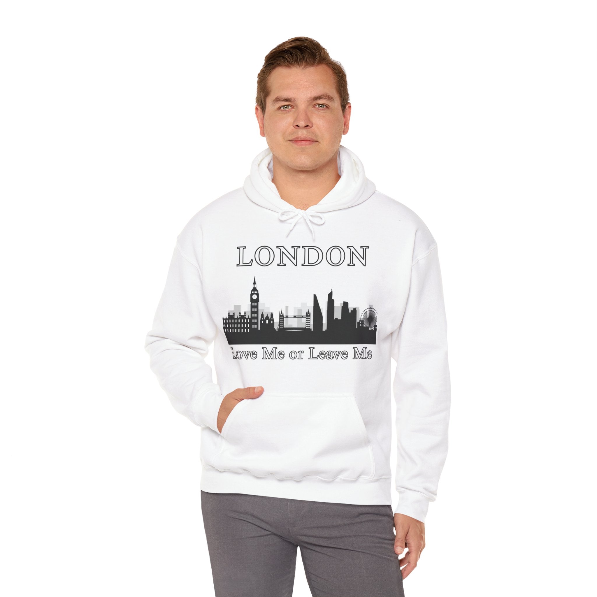 London Skyline Hoodie: Love Me or Leave Me, Sweatshirt for Travelers, Gifts for City Lovers, Cozy Unisex Pullover, Casual Fashionwear