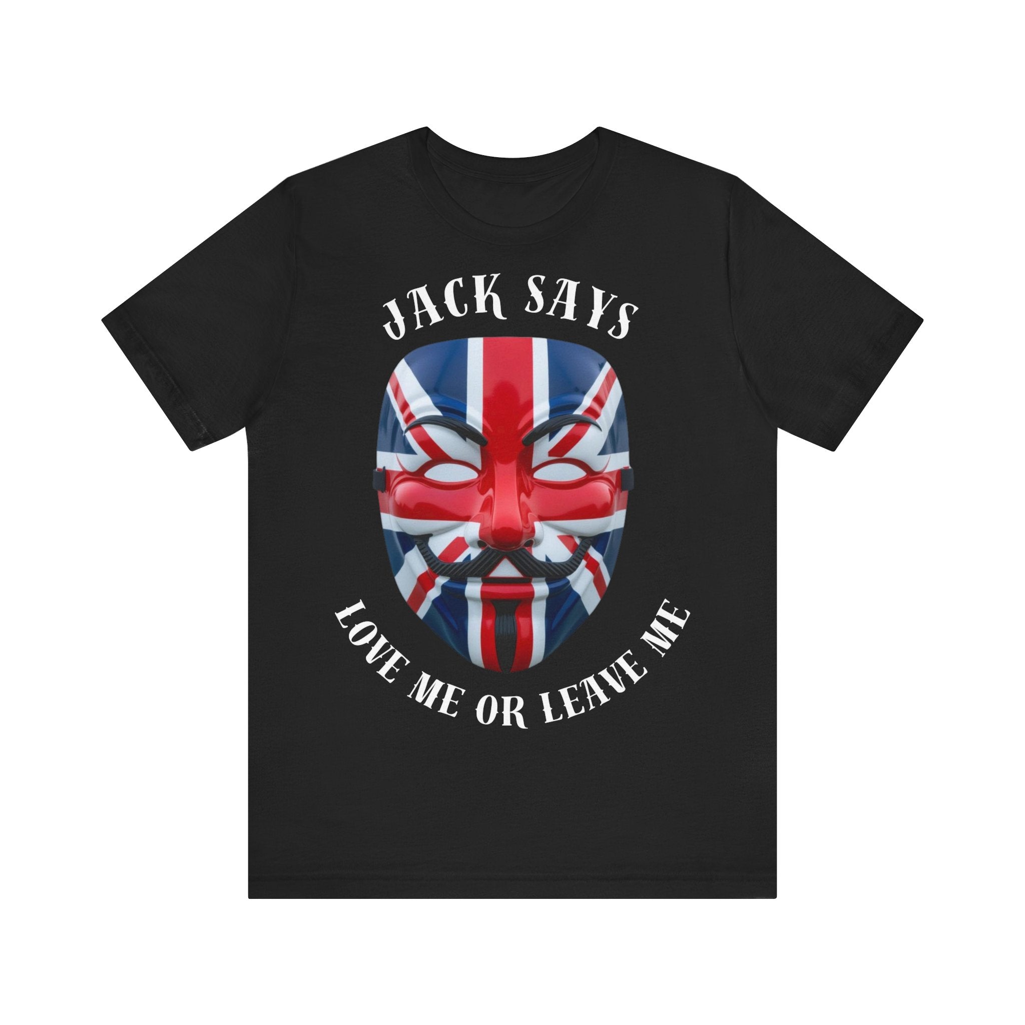British Flag Mask Tee - Unisex Jersey Short Sleeve T-Shirt, Patriot Gift, Festival Shirt, Statement Tee, Casual Wear