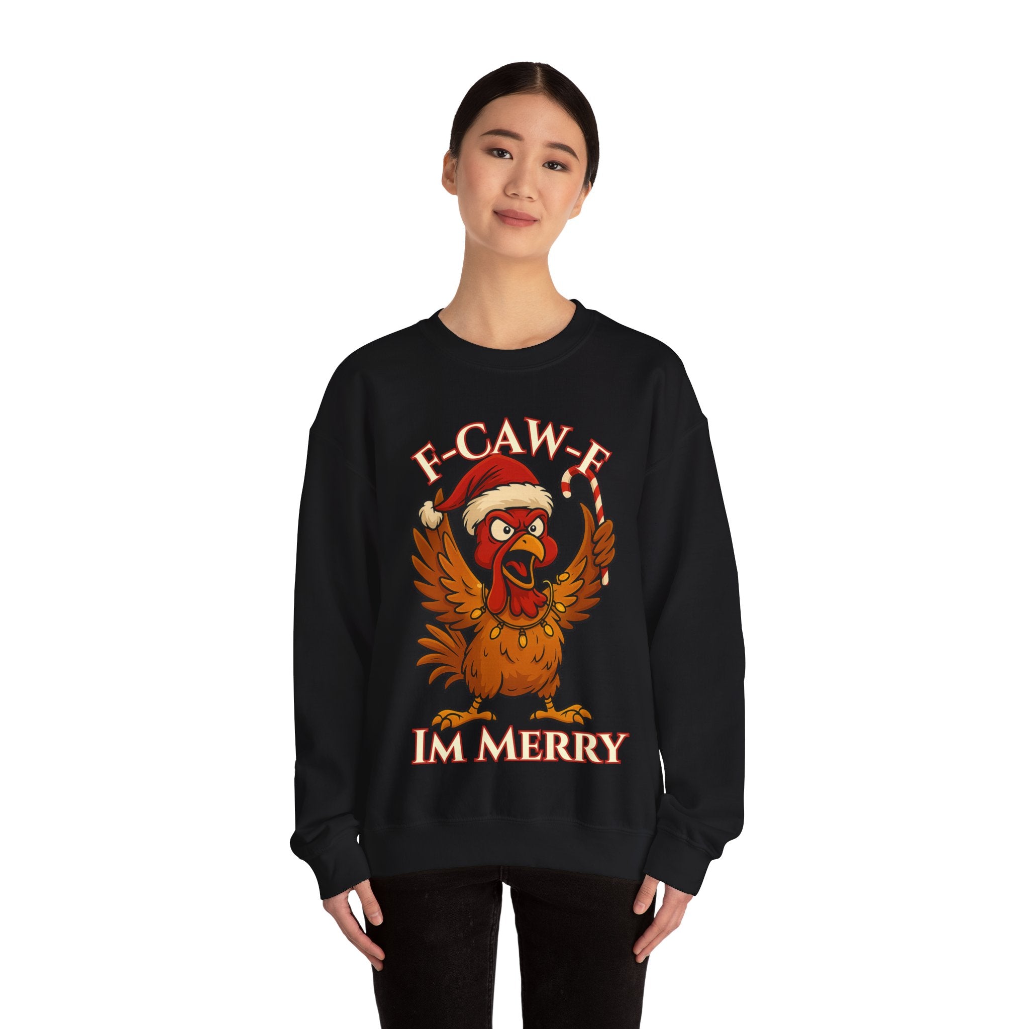 Funny Christmas Sweatshirt - 'F-Caw-F I'm Merry' Unisex Crewneck