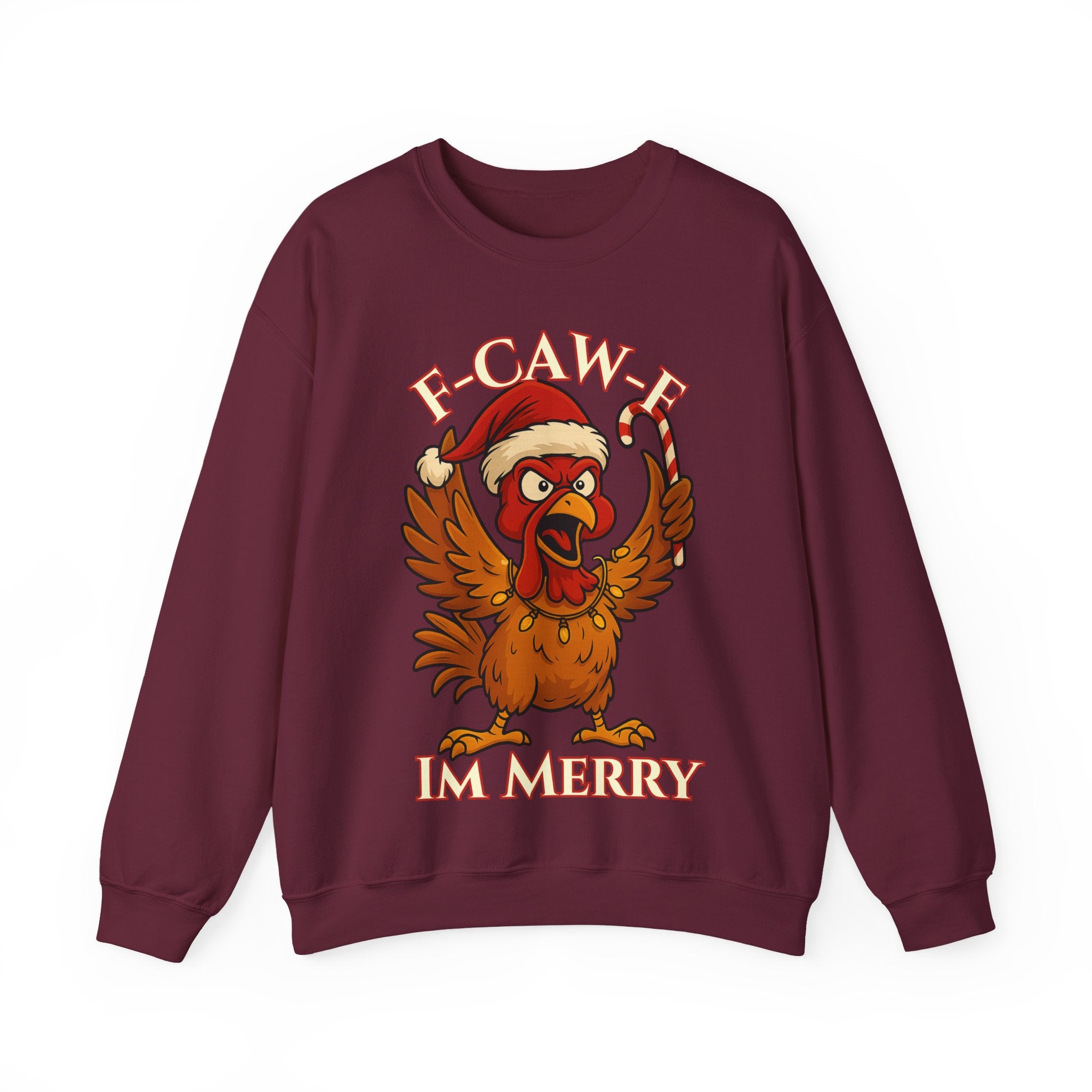 Funny Christmas Sweatshirt - 'F-Caw-F I'm Merry' Unisex Crewneck