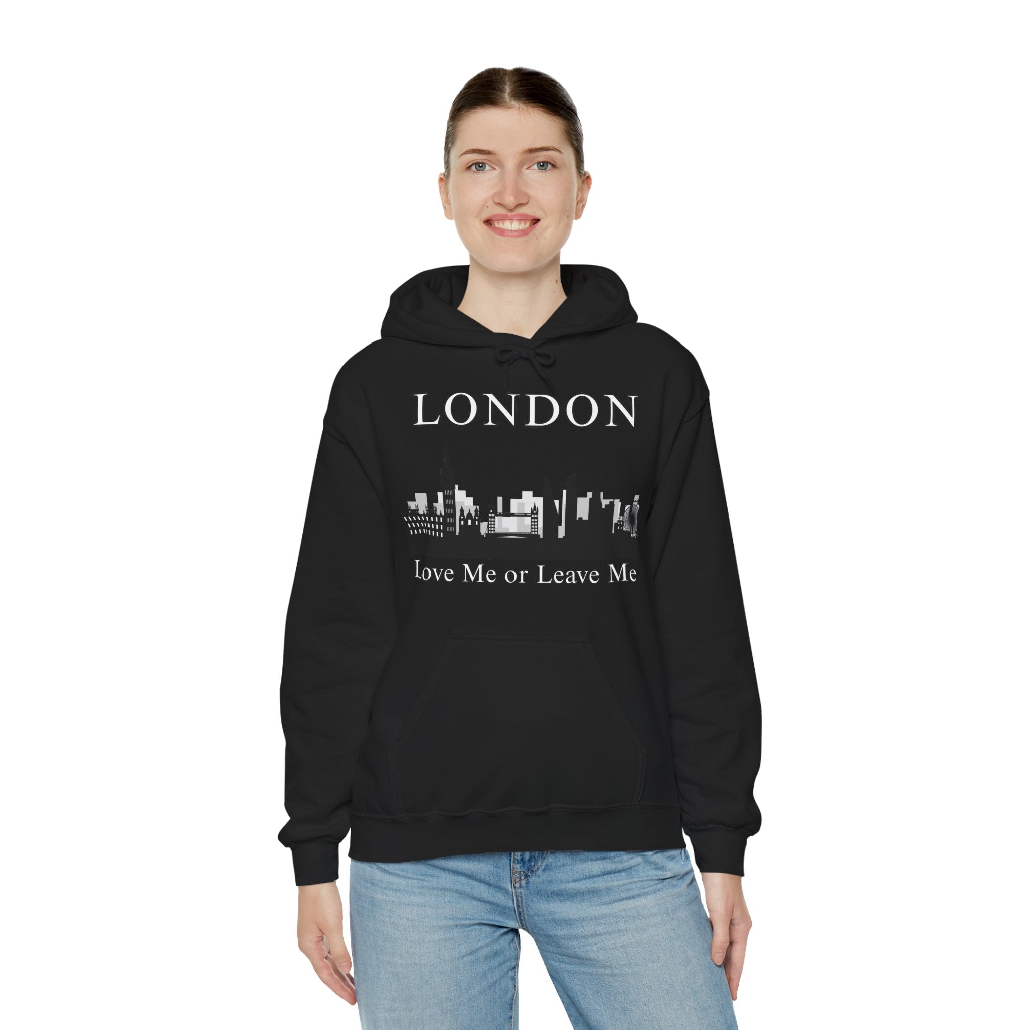 London Skyline Hoodie: Love Me or Leave Me, Sweatshirt for Travelers, Gifts for City Lovers, Cozy Unisex Pullover, Casual Fashionwear