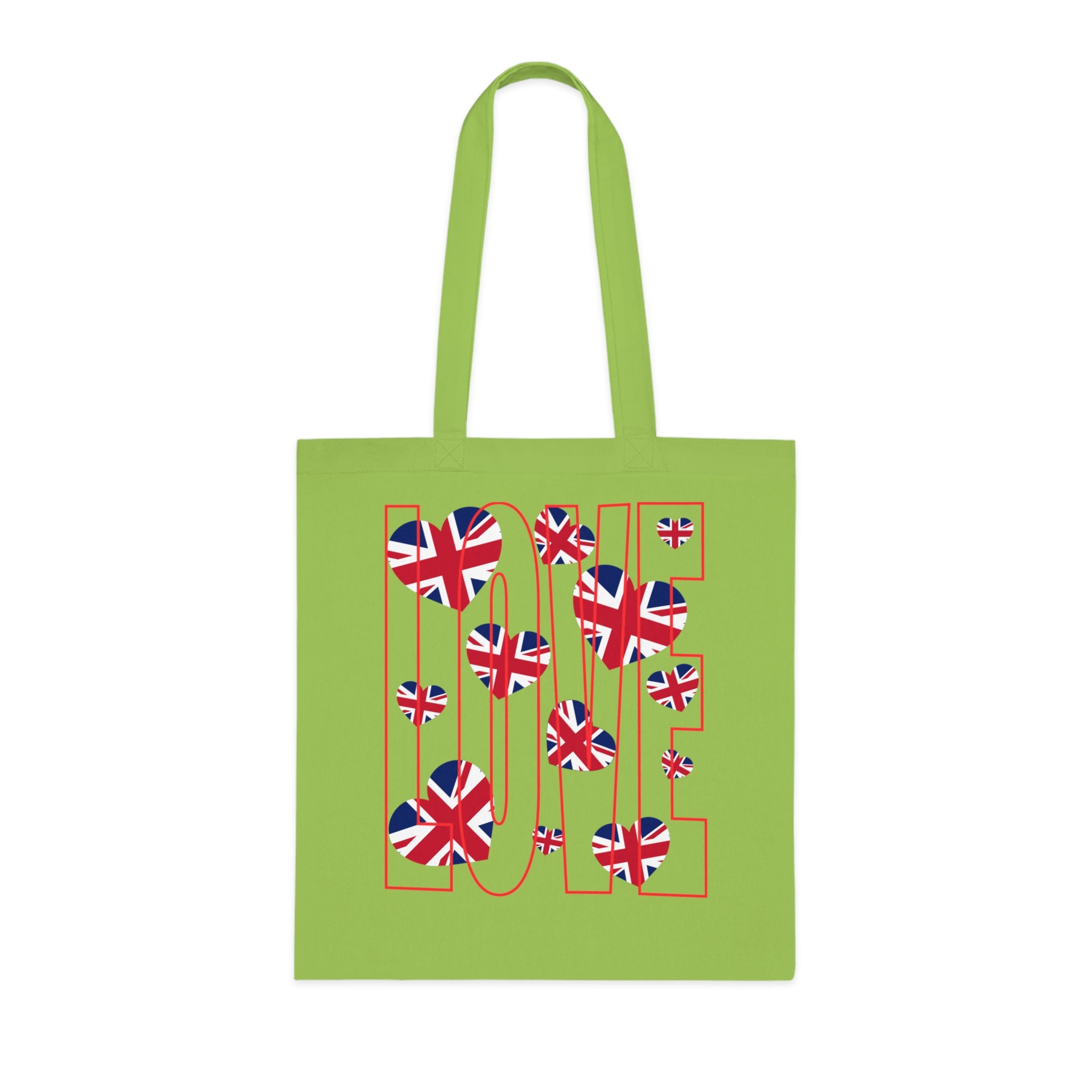 Union Jack Love Tote Bag | Stylish Reusable Cotton Canvas | Perfect for Shopping, Gifts, or Celebrations