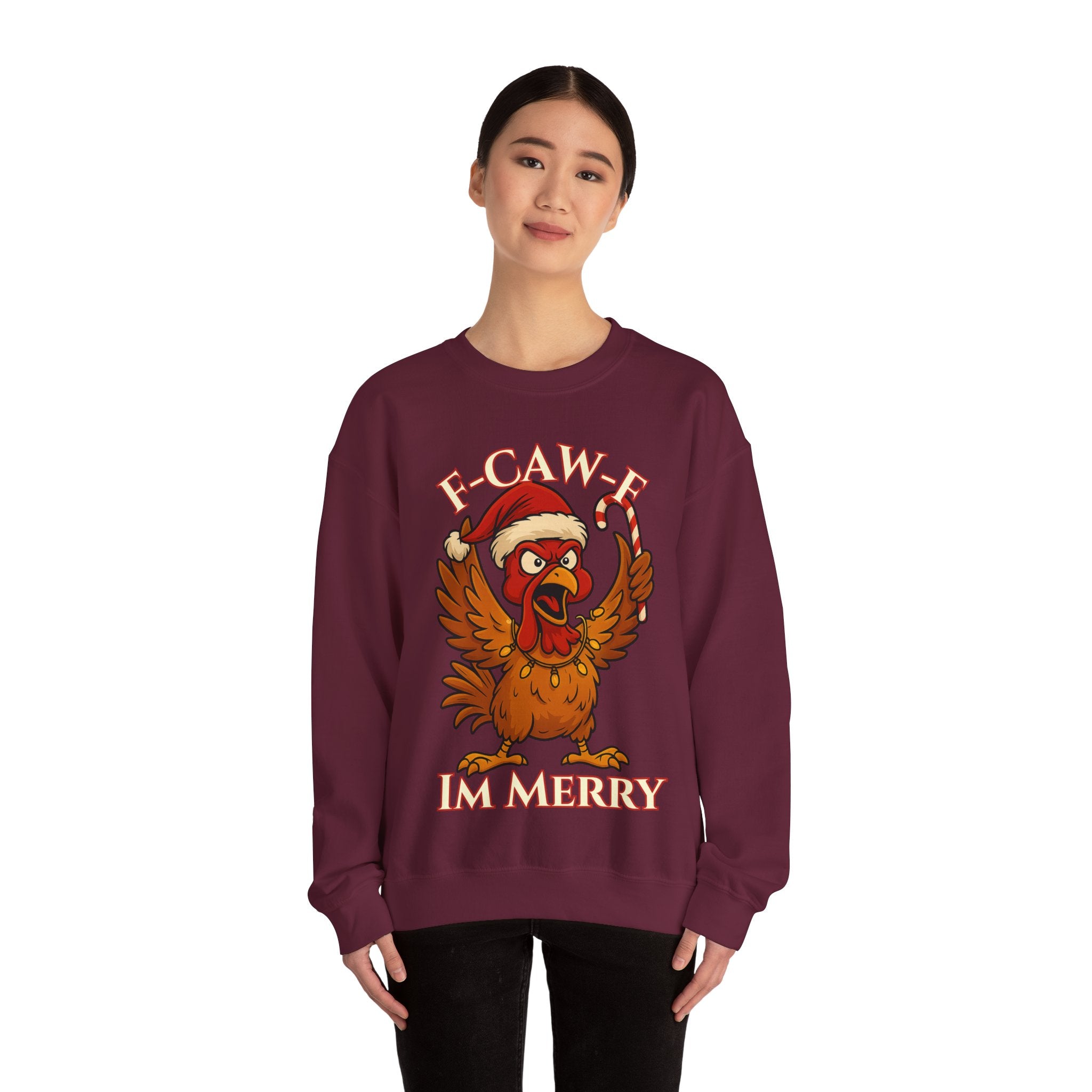 Funny Christmas Sweatshirt - 'F-Caw-F I'm Merry' Unisex Crewneck