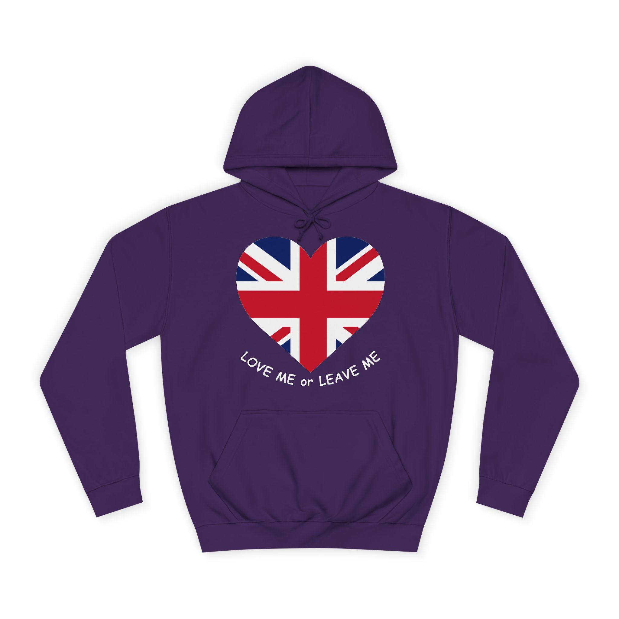 Union Jack Love Hoodie, Cozy College Sweatshirt, UK Flag Apparel, Gift for Students, British Theme Hoodie