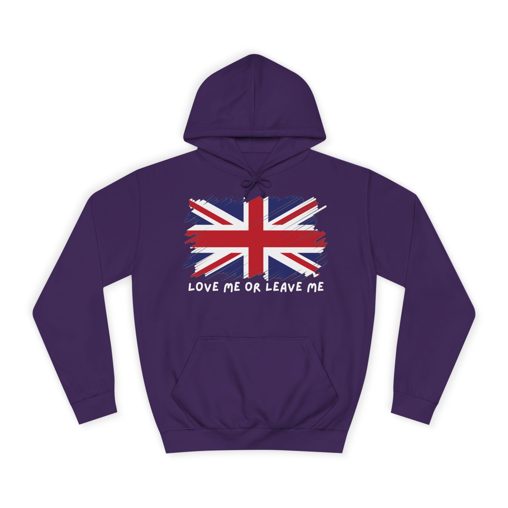 Union Jack Graphic Hoodie, British Pride Sweatshirt, Unisex College Apparel, Casual Everyday Wear, Great for Gifts