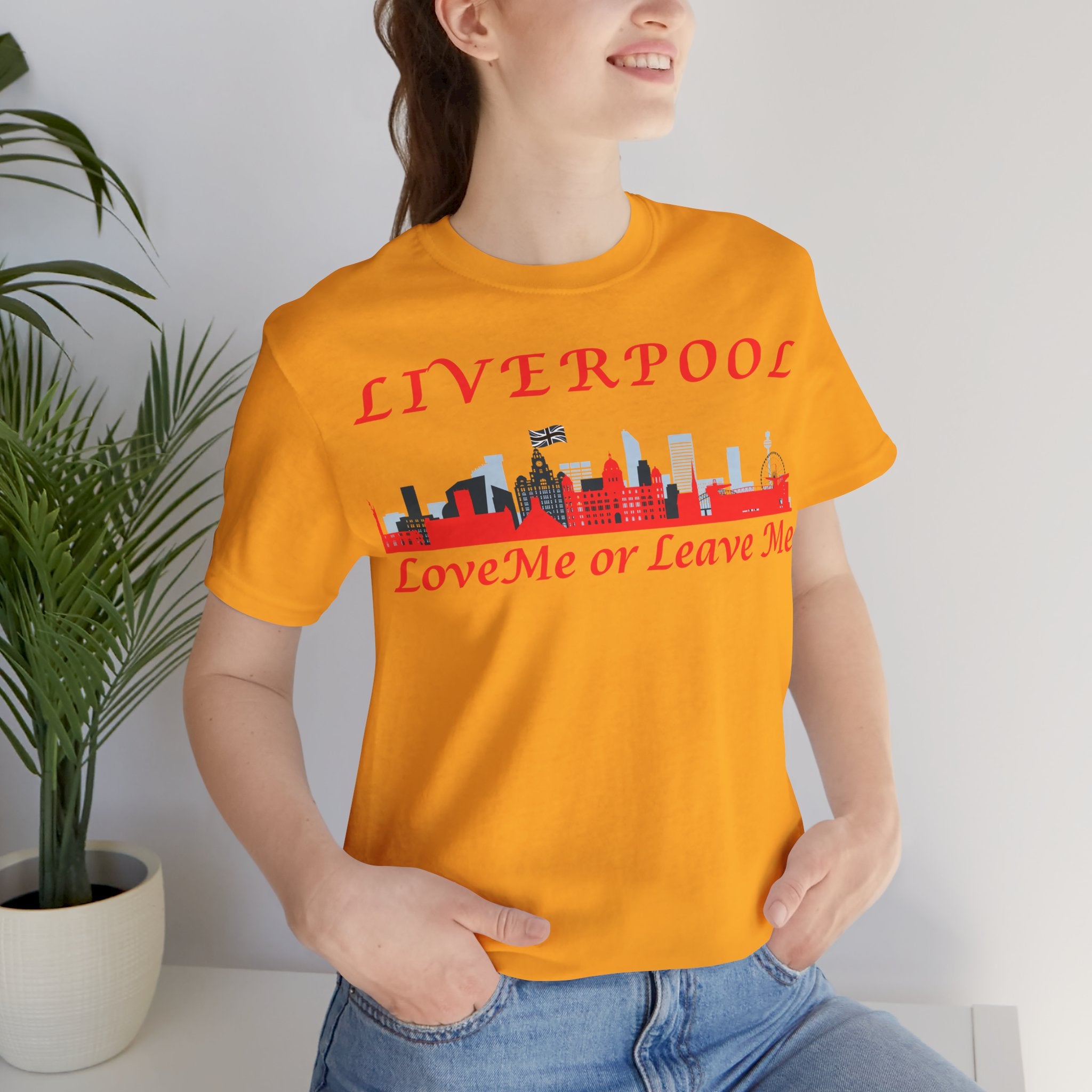 Love Liverpool. Liverpool Skyline Tee - Love Me or Leave Me, Unisex Short Sleeve Shirt, Gift for Liverpool Fans, City Pride Apparel, Casual Wear