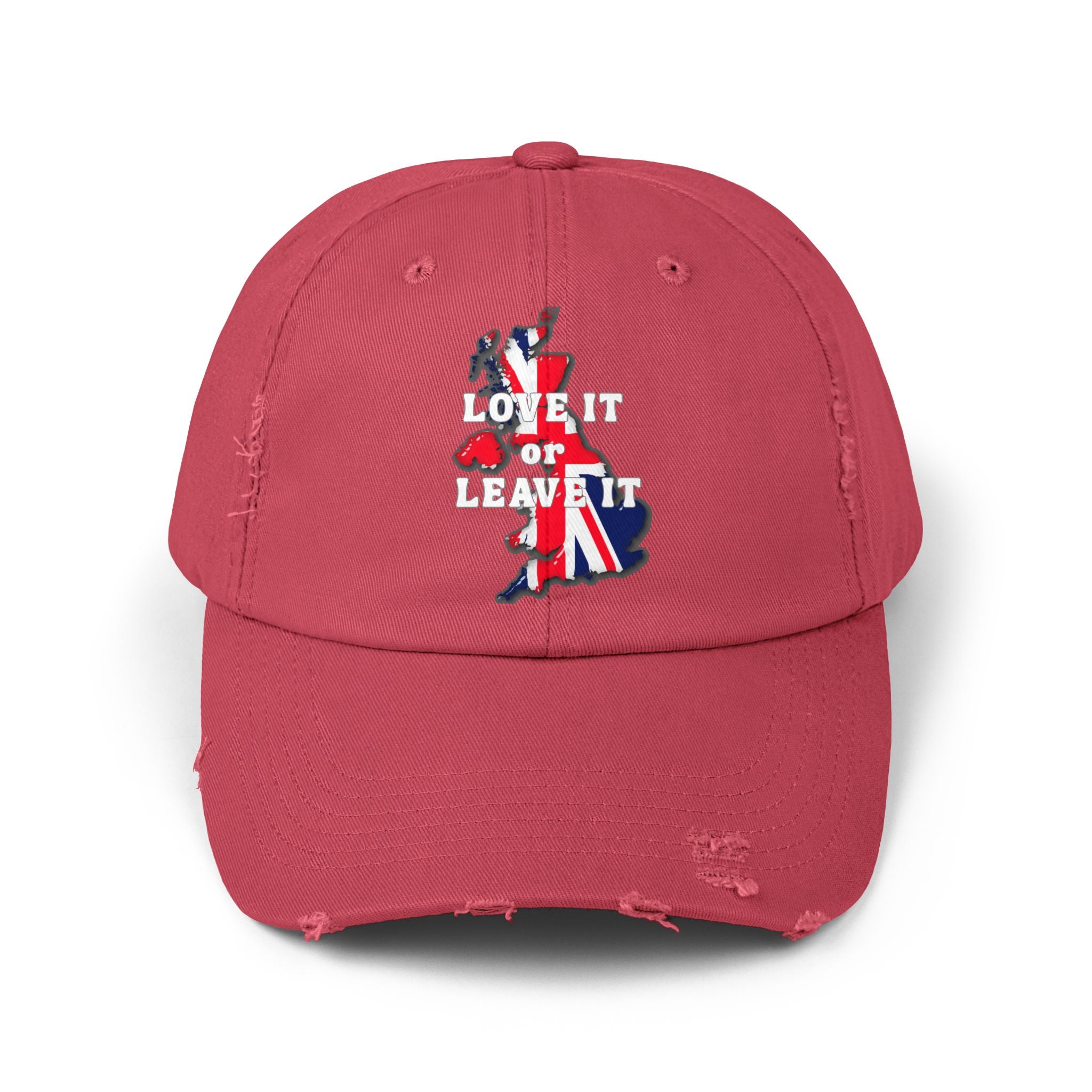 Unisex Distressed Cap - Love It or Leave It, Vintage Style Cap for Travel, Casual Wear, Gift for Him, Her
