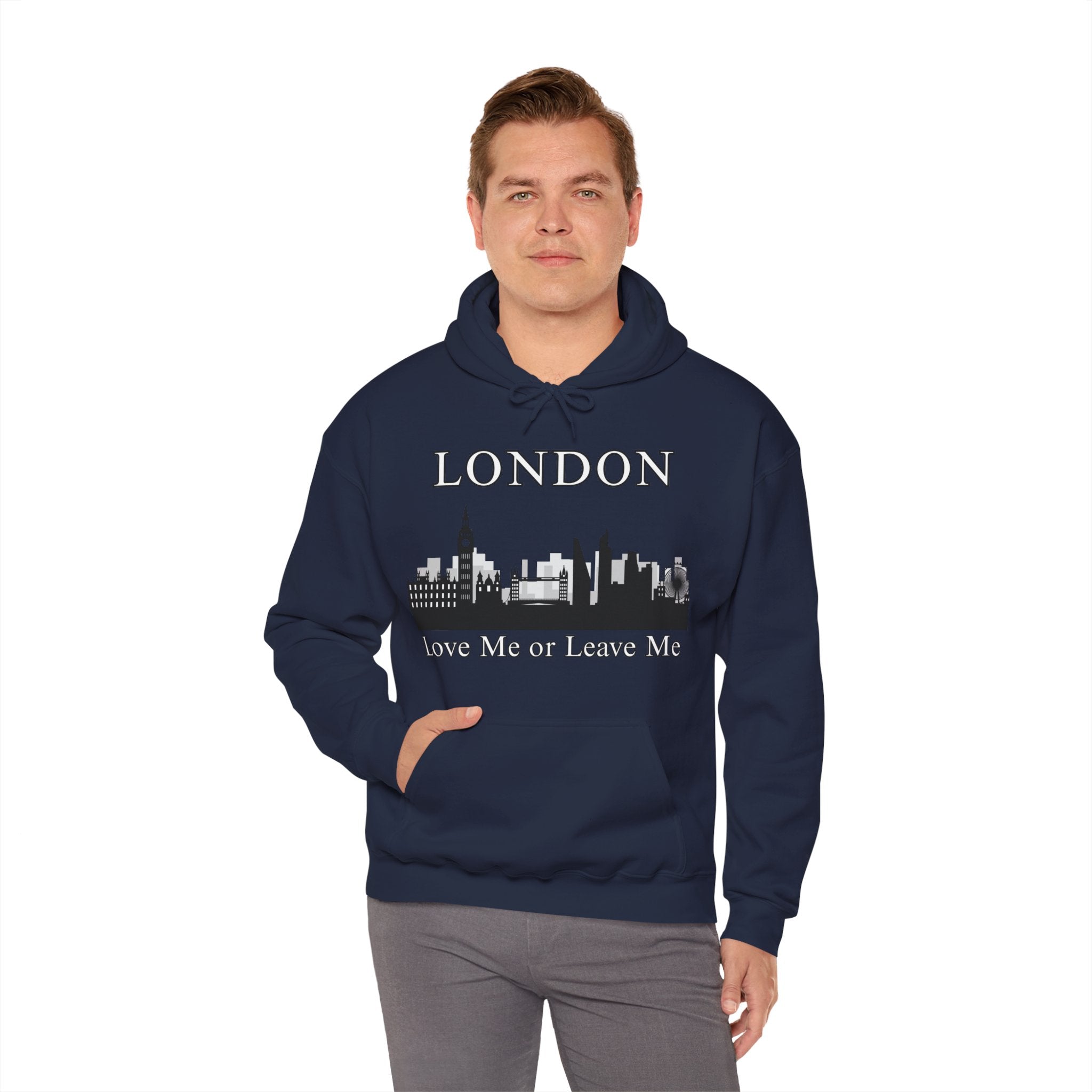 London Skyline Hoodie: Love Me or Leave Me, Sweatshirt for Travelers, Gifts for City Lovers, Cozy Unisex Pullover, Casual Fashionwear