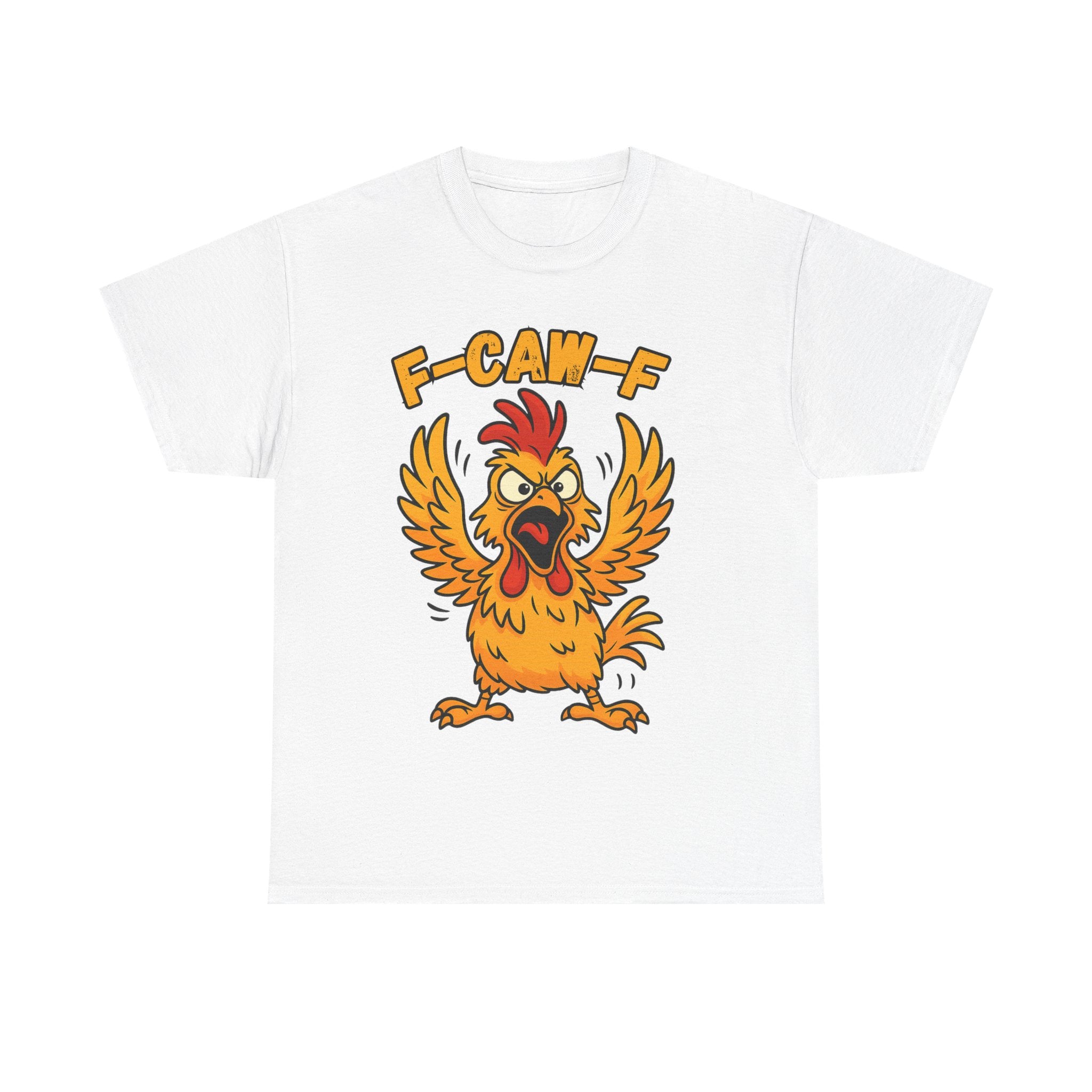 F-Caw-F Chicken Unisex Heavy Cotton Tee, Funny Graphic Tee, Animal Lover Gift, Quirky Shirt, Casual Wear, Birthday Surprise