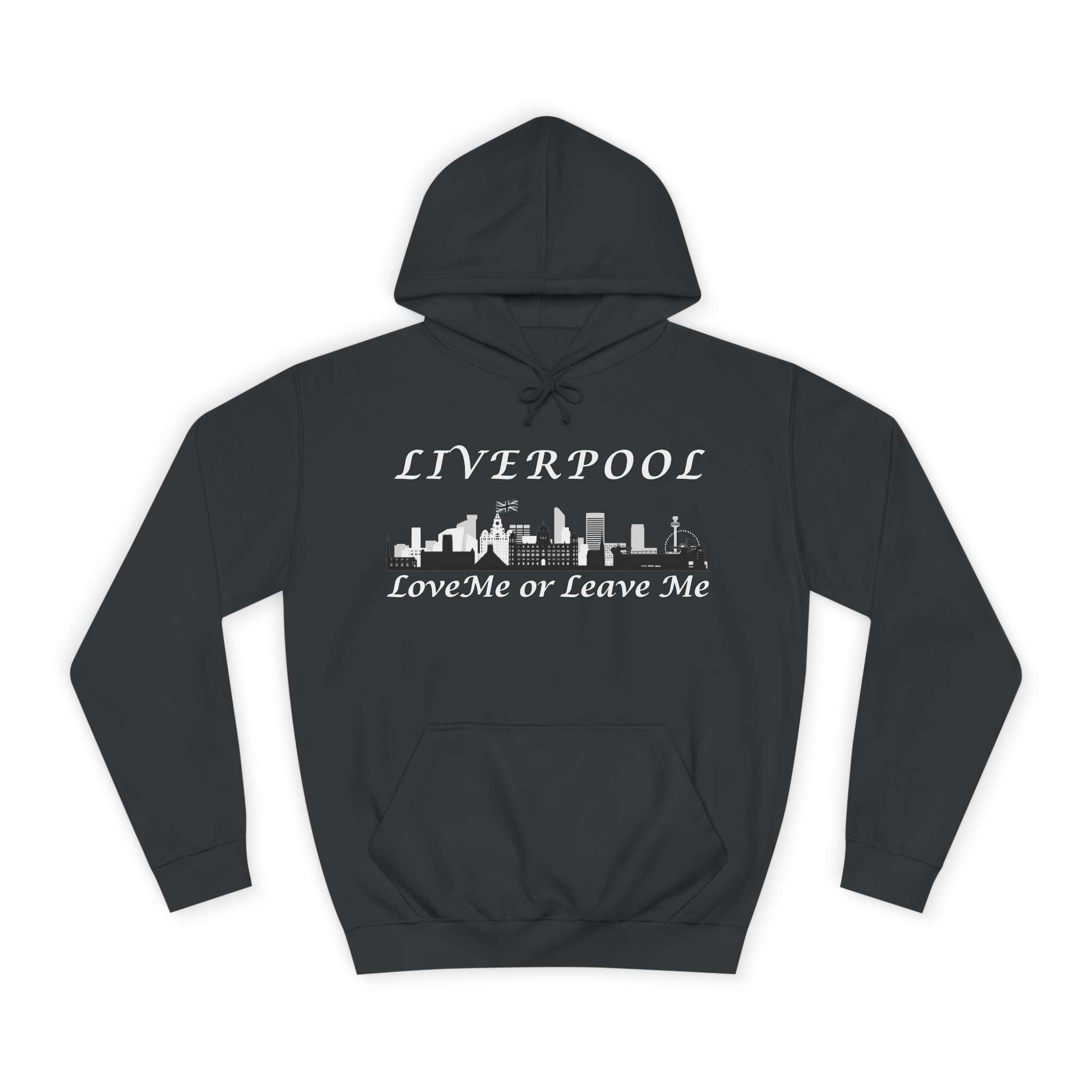 Liverpool Skyline College Hoodie - Love Me or Leave Me, Comfortable Unisex Sweatshirt, Perfect Gift for Students, Casual Wear