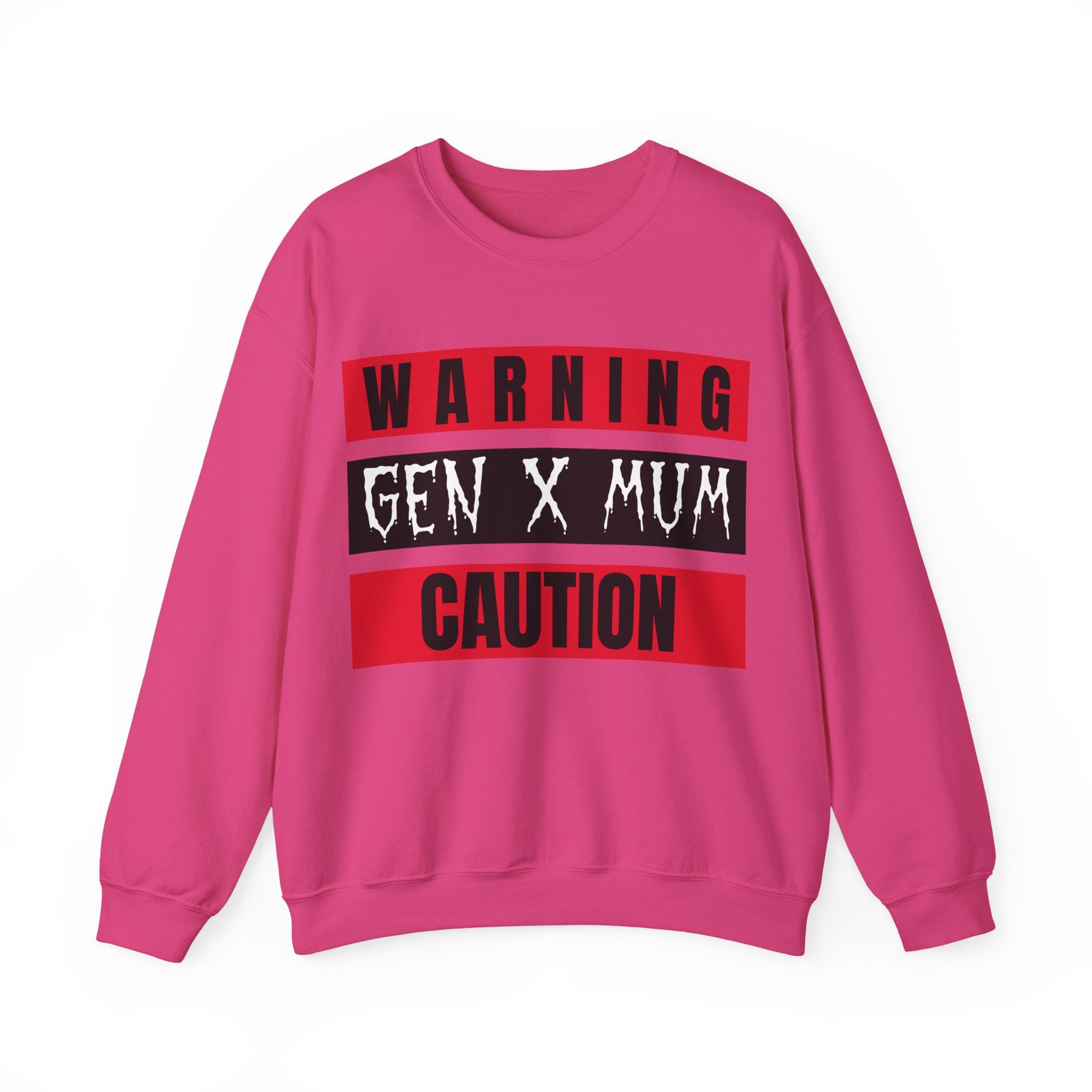 Caution Gen X Mum Sweatshirt - Cozy Crewneck for Modern Moms, Gift for Mother's Day, Quirky Family Sweater, Casual Wear, Everyday Comfort