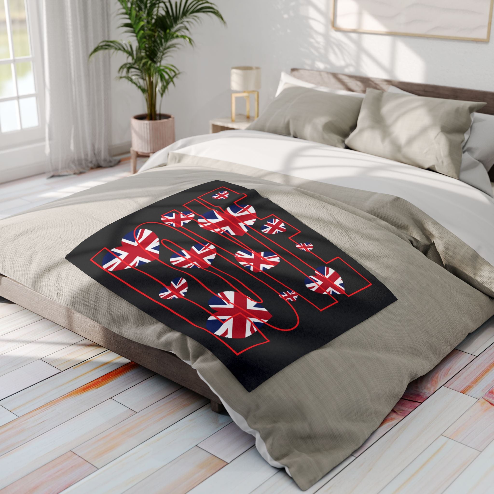 Cozy British Love Fleece Blanket | Perfect for Home Decor, Gifts, Picnics, Valentine's Day, Cozy Nights