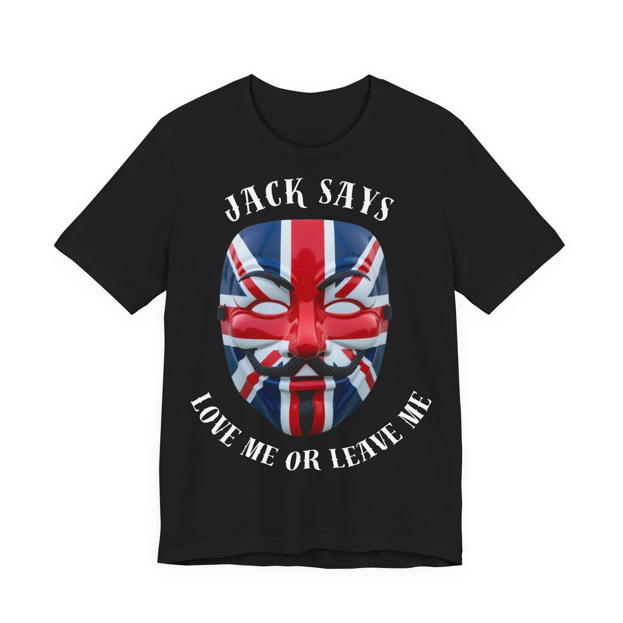 British Flag Mask Tee - Unisex Jersey Short Sleeve T-Shirt, Patriot Gift, Festival Shirt, Statement Tee, Casual Wear
